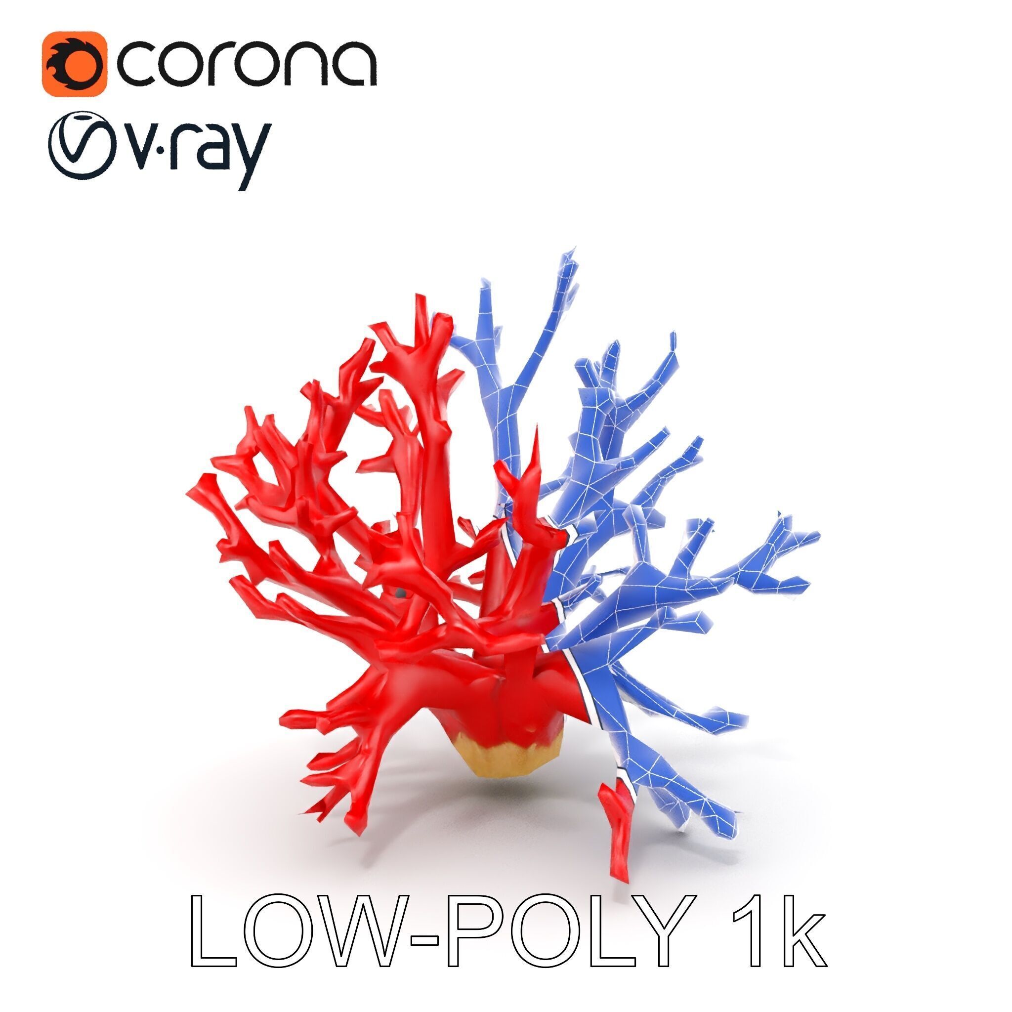 Red Coral Model Pack for Oceanic Environments Low-poly 3D model_28