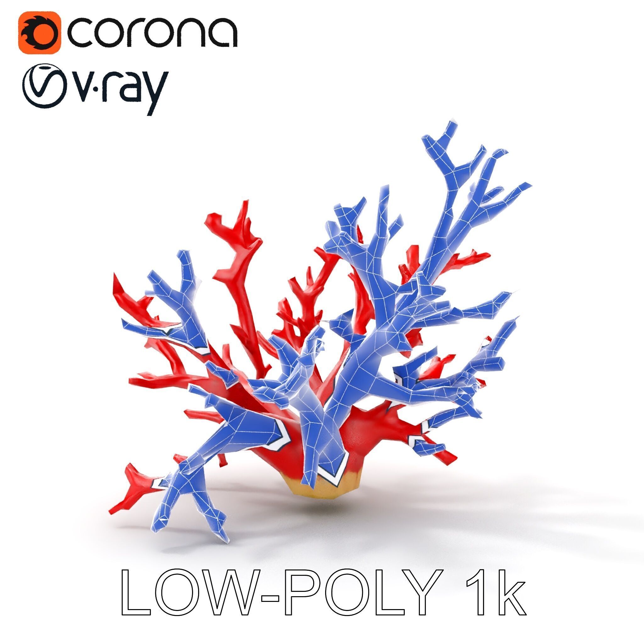 Red Coral Model Pack for Oceanic Environments Low-poly 3D model_31