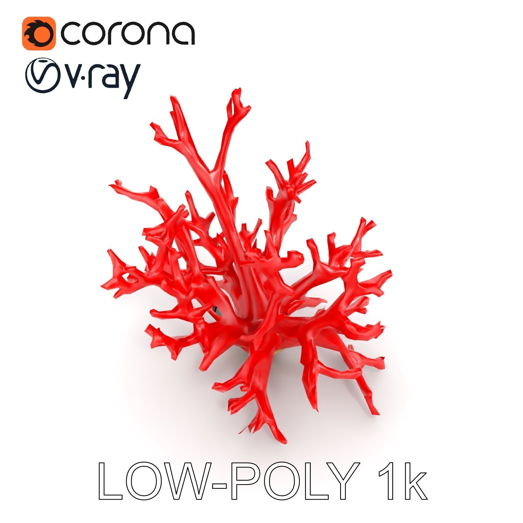 Red Coral Model Pack for Oceanic Environments Low-poly 3D model_17