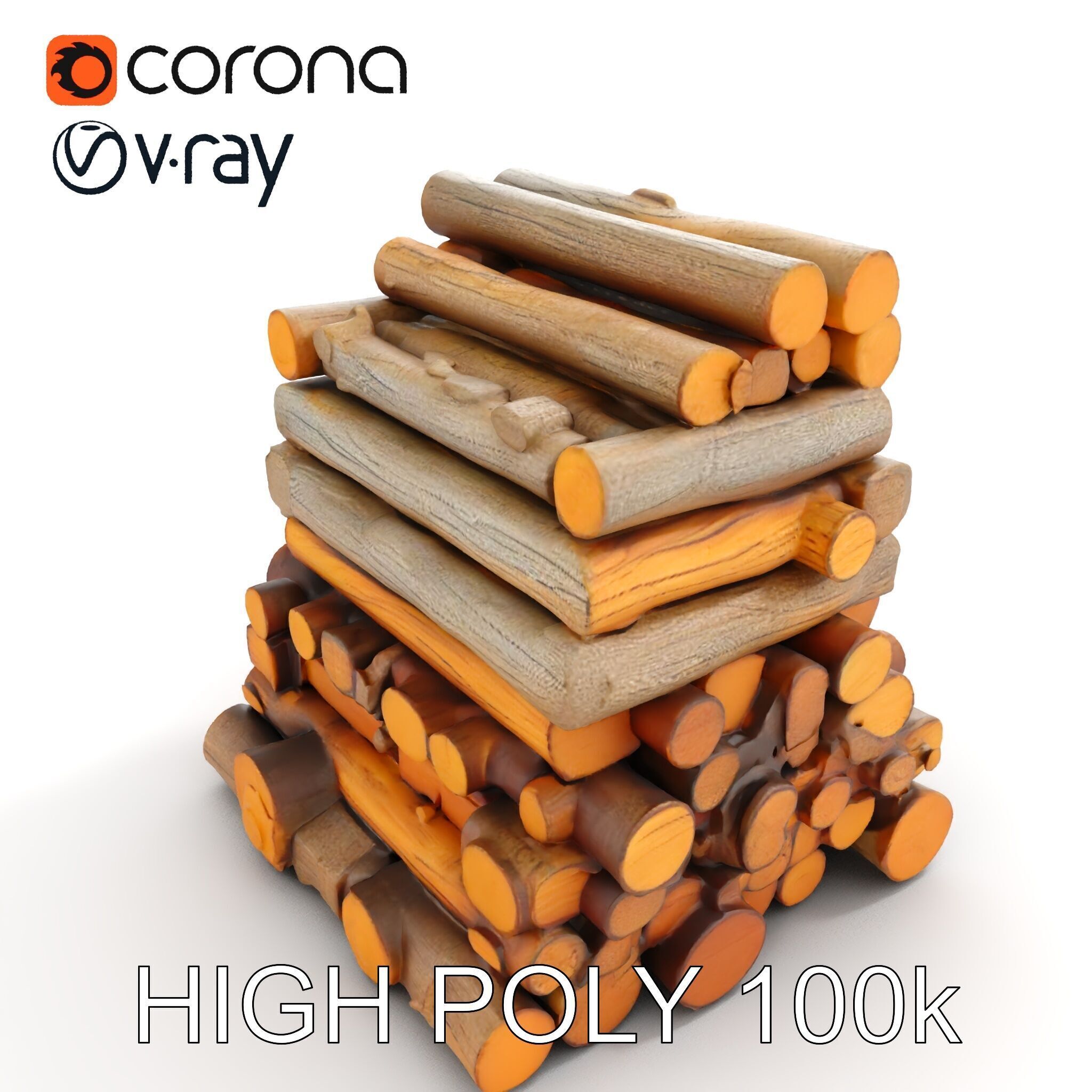 Realistic Firewood Logs Model Pack for D Environments Low-poly 3D model_8
