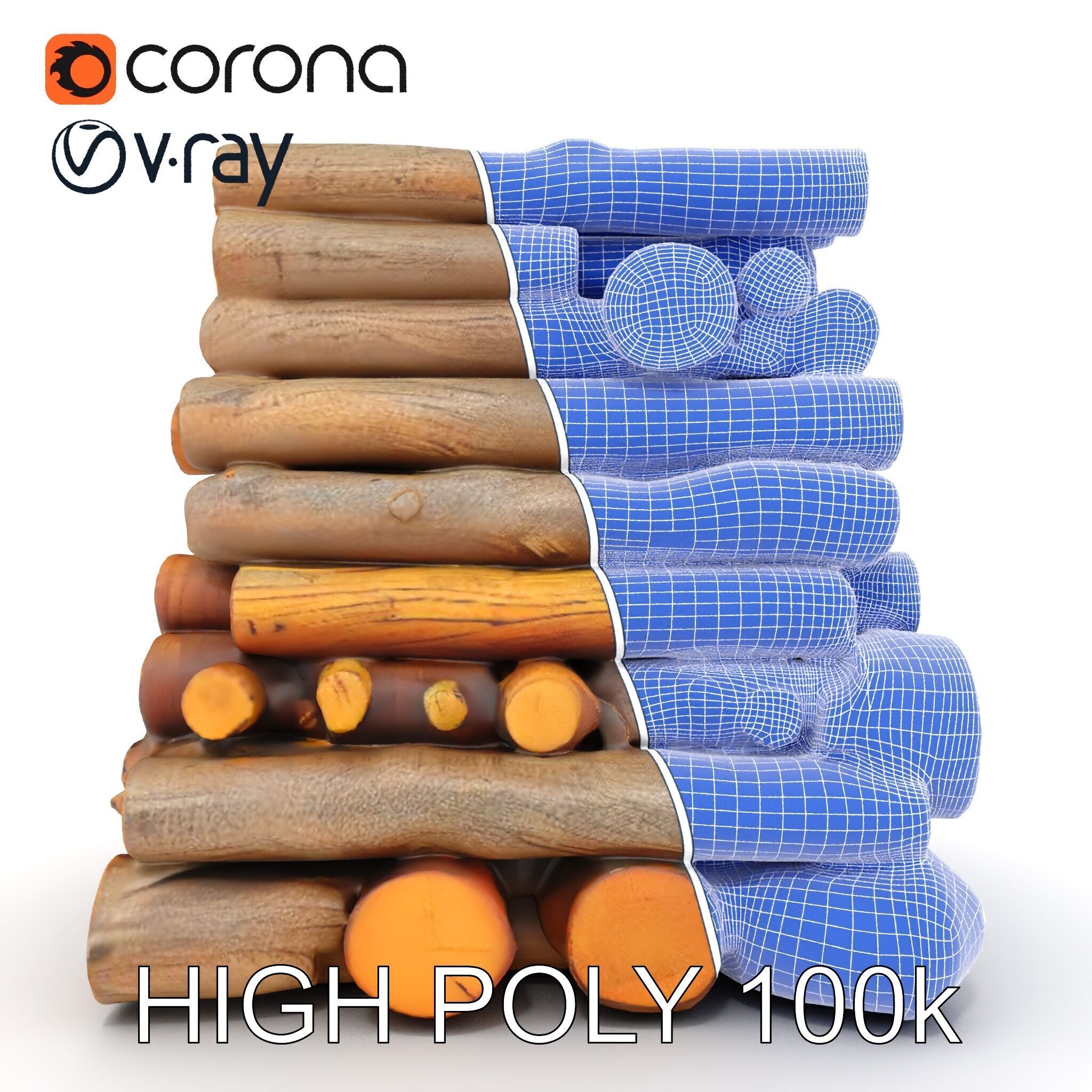 Realistic Firewood Logs Model Pack for D Environments Low-poly 3D model_32