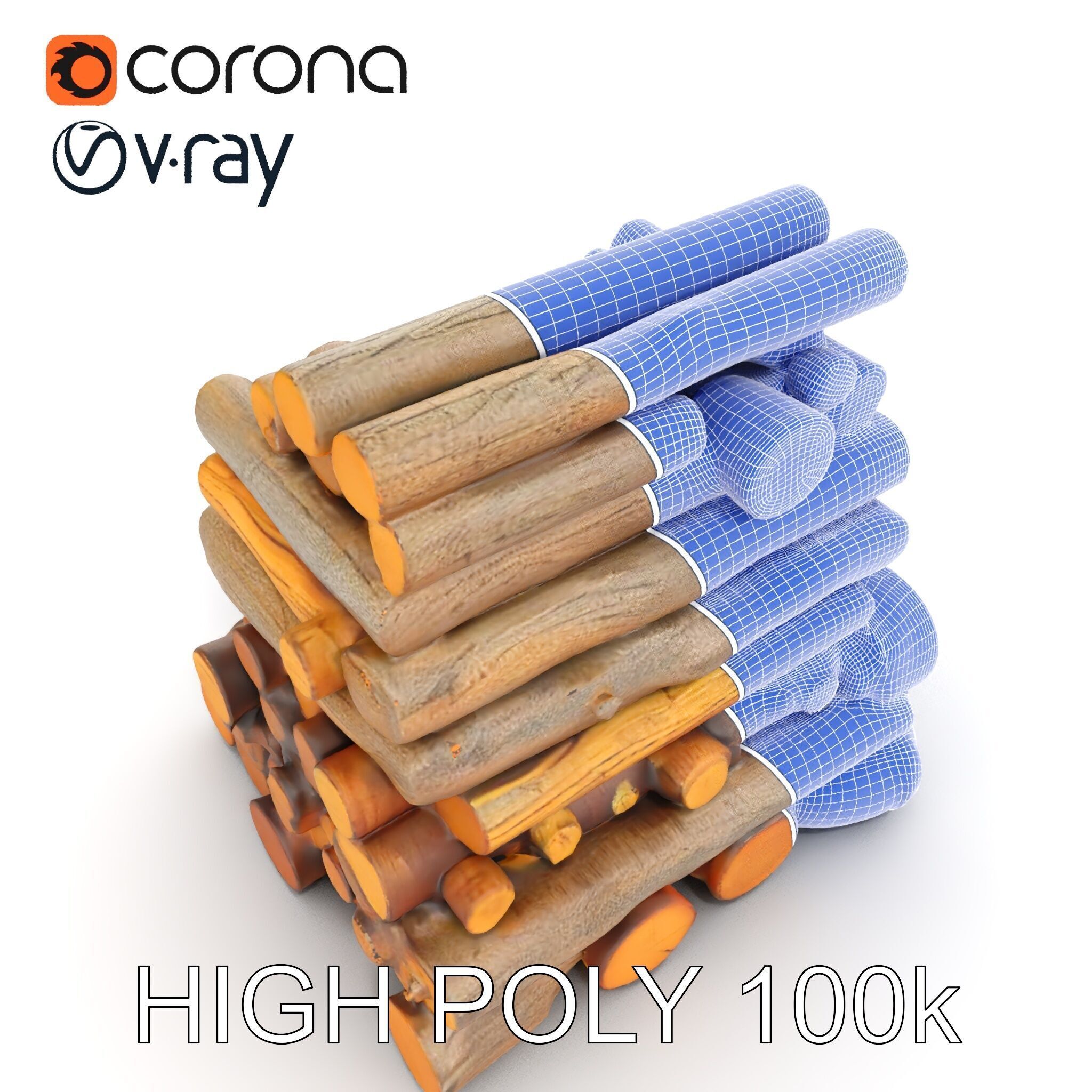 Realistic Firewood Logs Model Pack for D Environments Low-poly 3D model_35