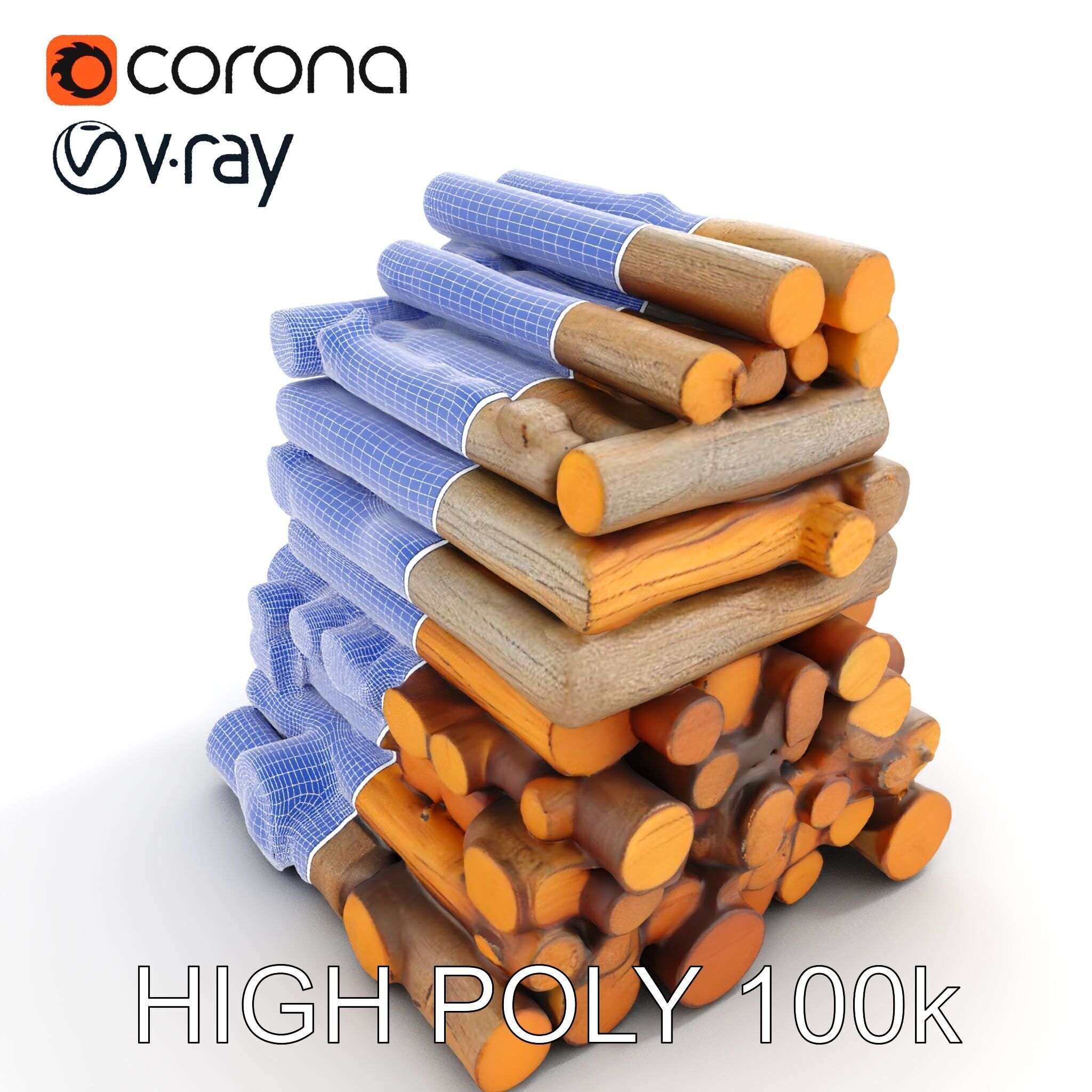 Realistic Firewood Logs Model Pack for D Environments Low-poly 3D model_26