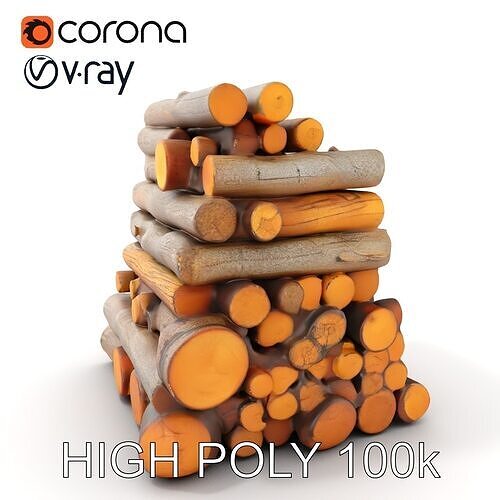Realistic Firewood Logs Model Pack for D Environments Low-poly 3D model