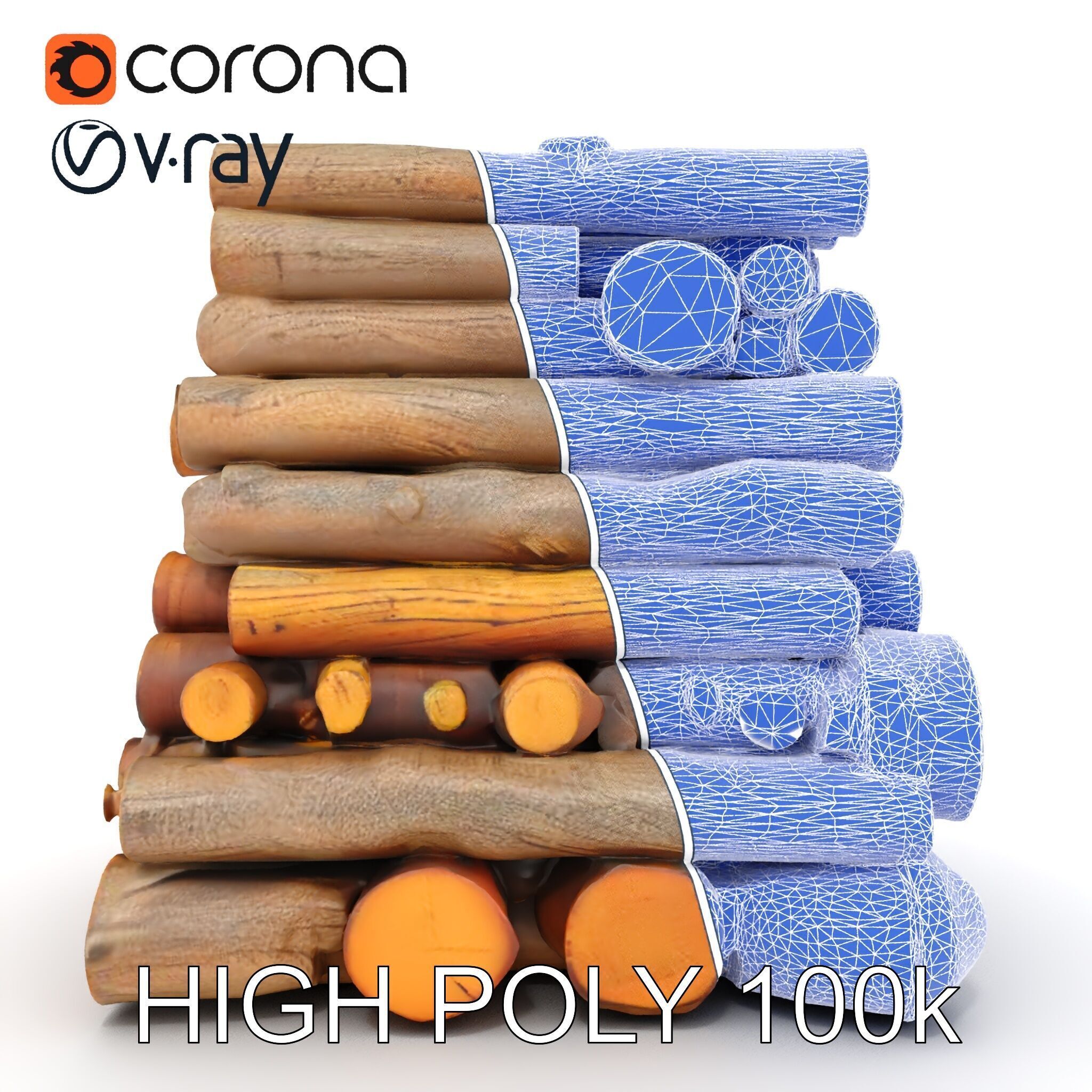 Realistic Firewood Logs Model Pack for D Environments Low-poly 3D model_24