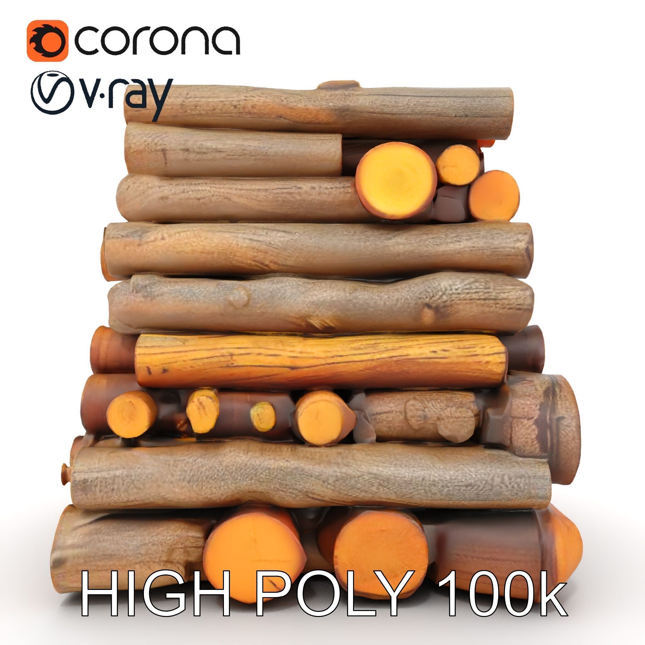 Realistic Firewood Logs Model Pack for D Environments Low-poly 3D model_6
