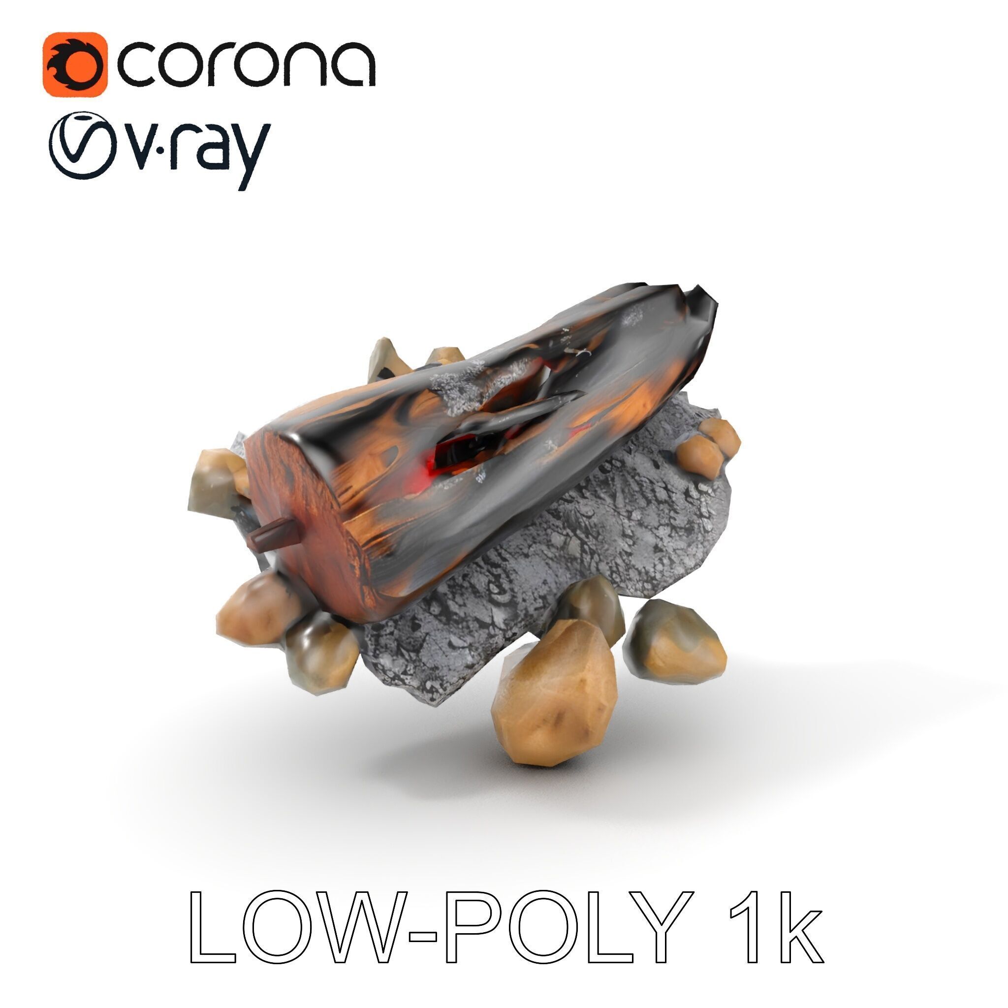 Charred Log and Ashes with Rocks Model Pack Texture_12