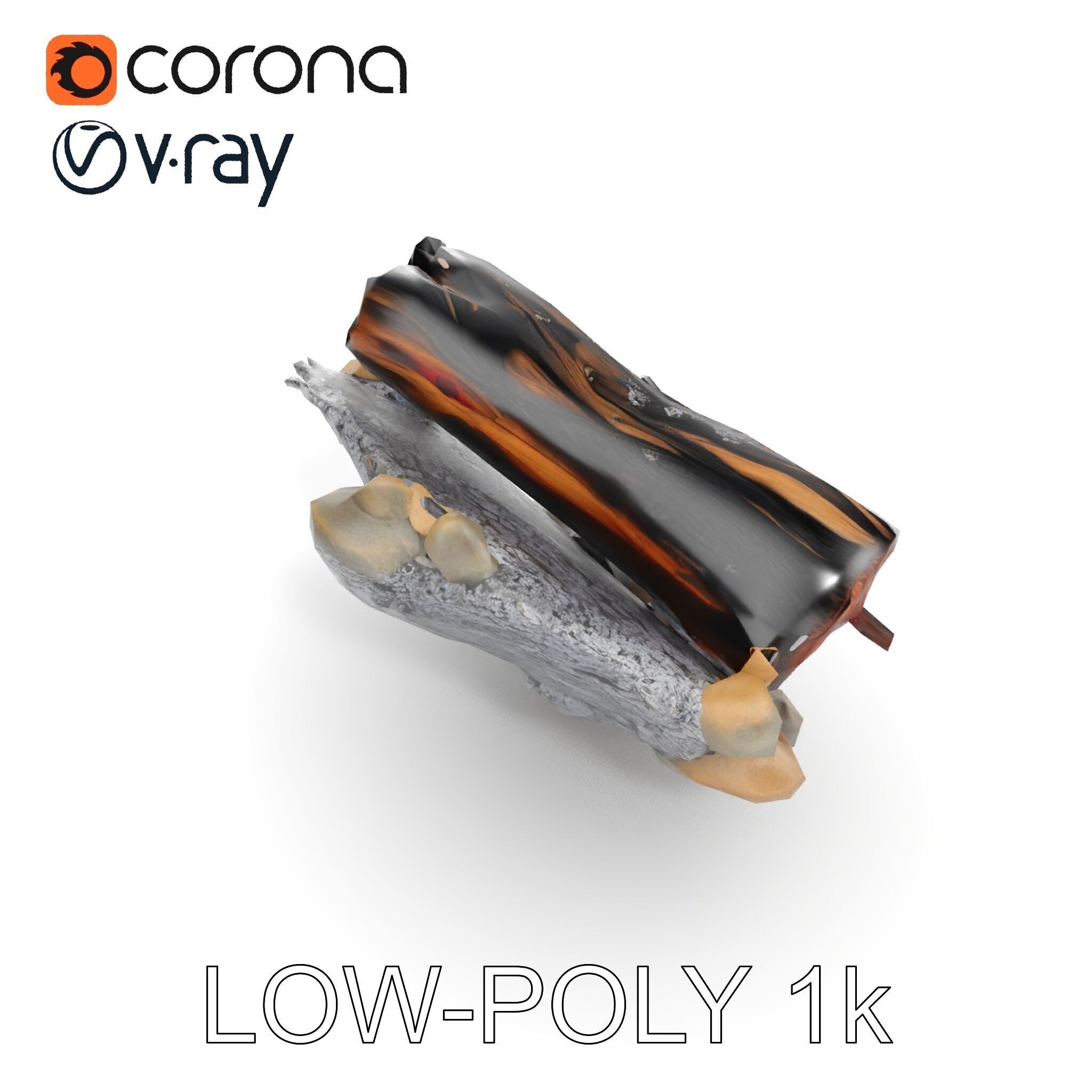 Charred Log and Ashes with Rocks Model Pack Texture_9