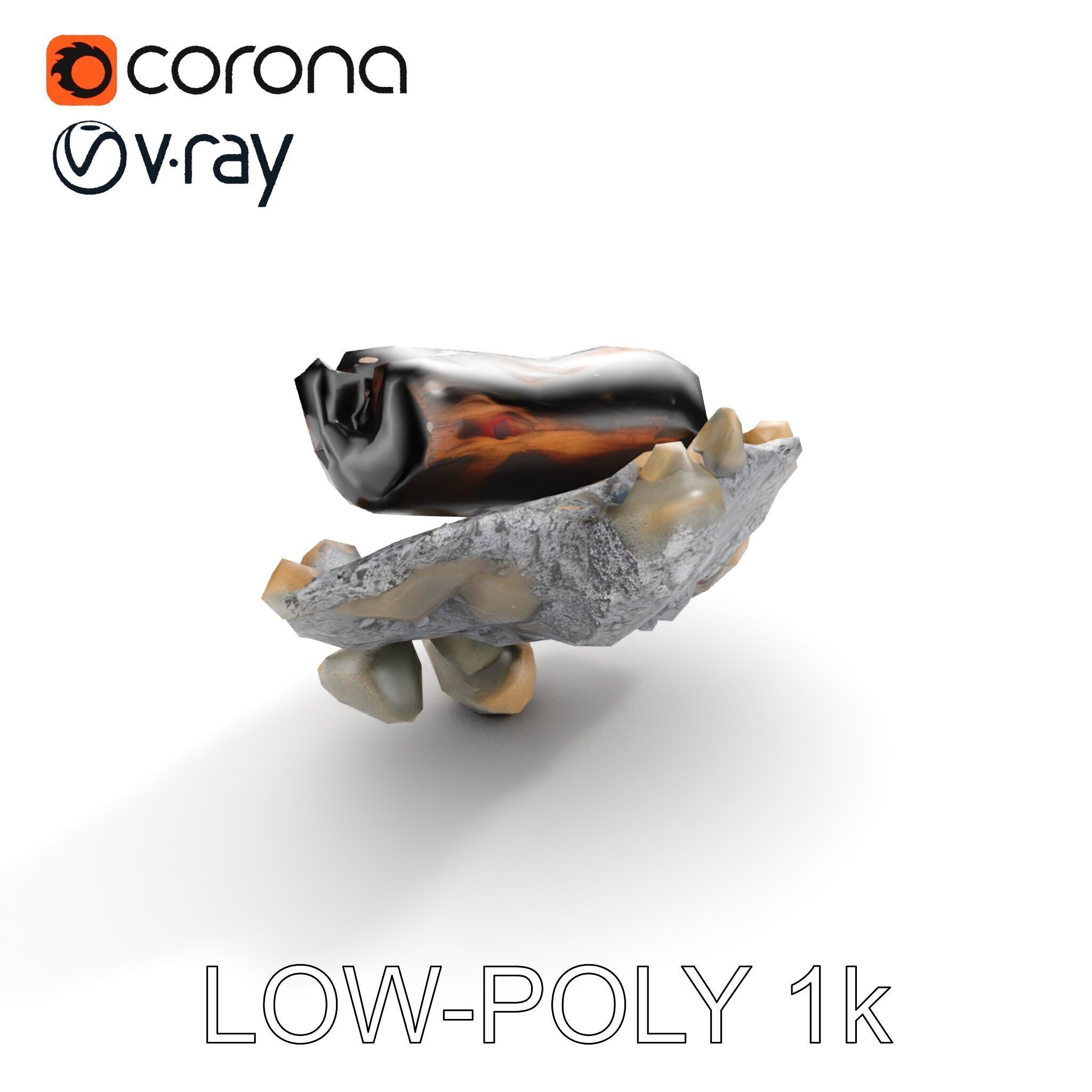 Charred Log and Ashes with Rocks Model Pack Texture_7