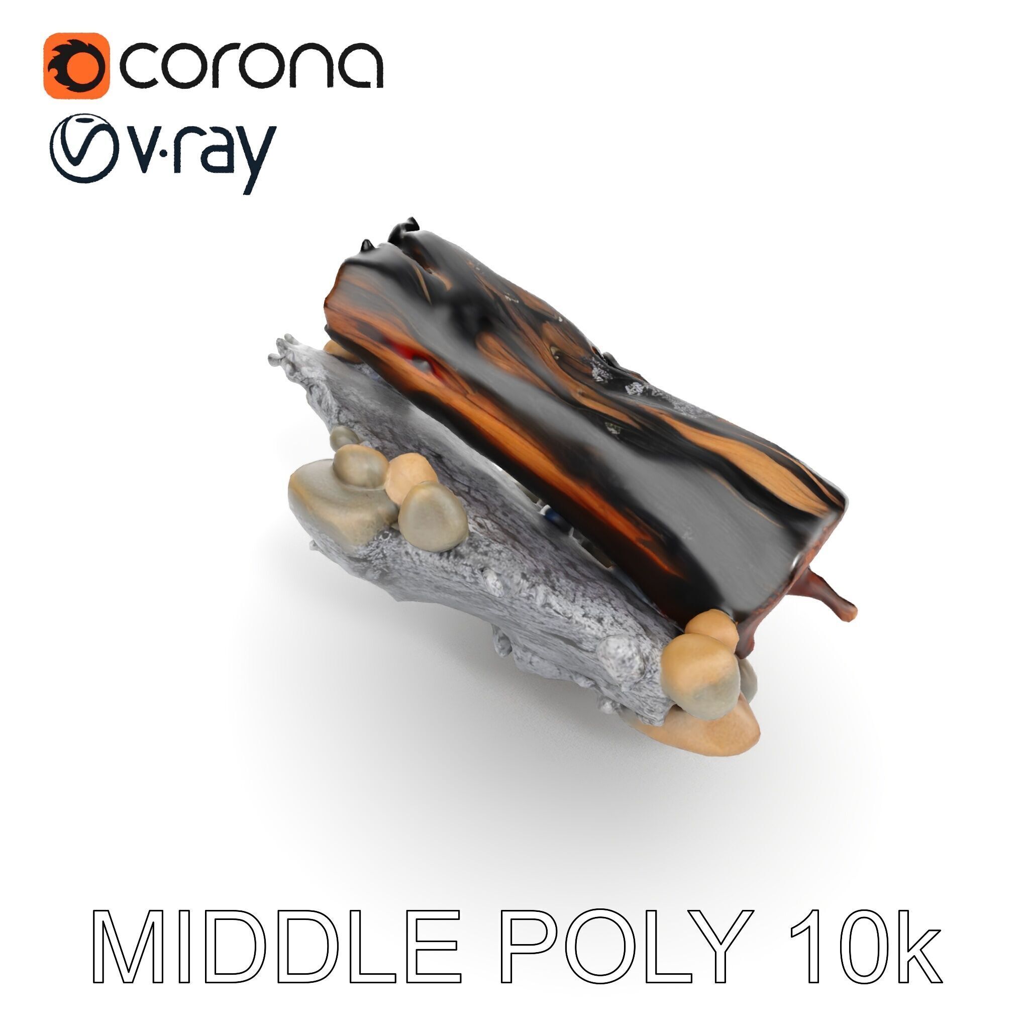 Charred Log and Ashes with Rocks Model Pack Texture_27