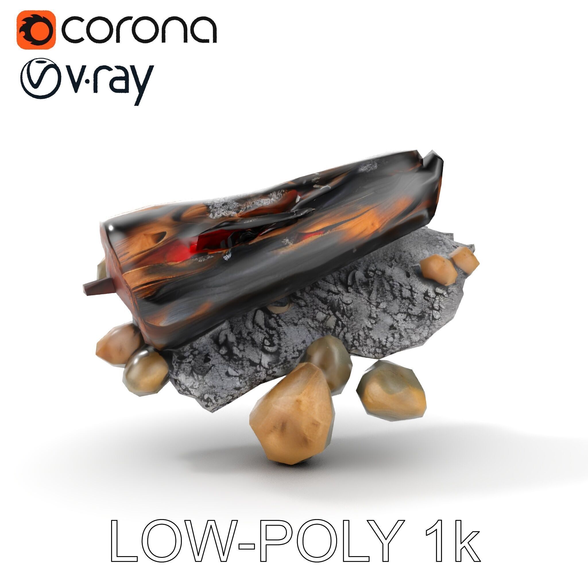 Charred Log and Ashes with Rocks Model Pack Texture_15