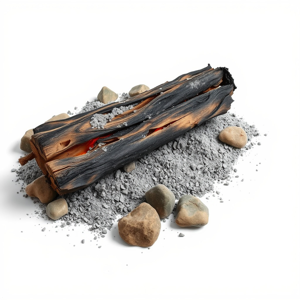 Charred Log and Ashes with Rocks Model Pack Texture_2