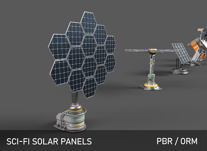 SciFi Solar Panel Pack 3D Model Collection Set Low-poly 3D model