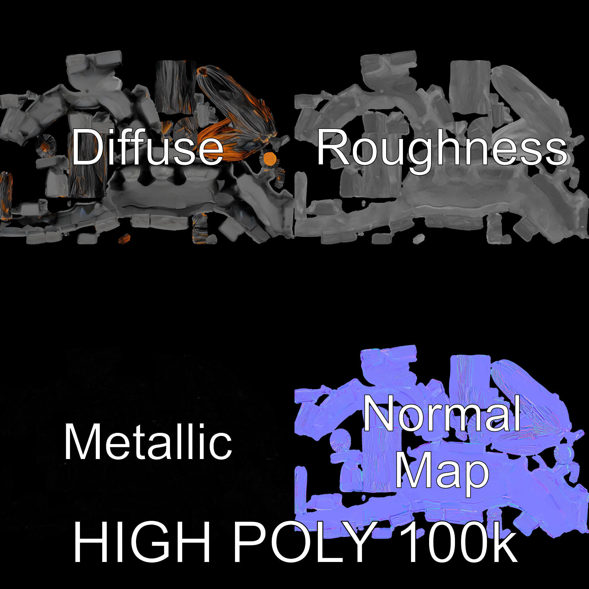 Campfire and Logs Model Pack for Realistic Simulation Low-poly 3D model_3