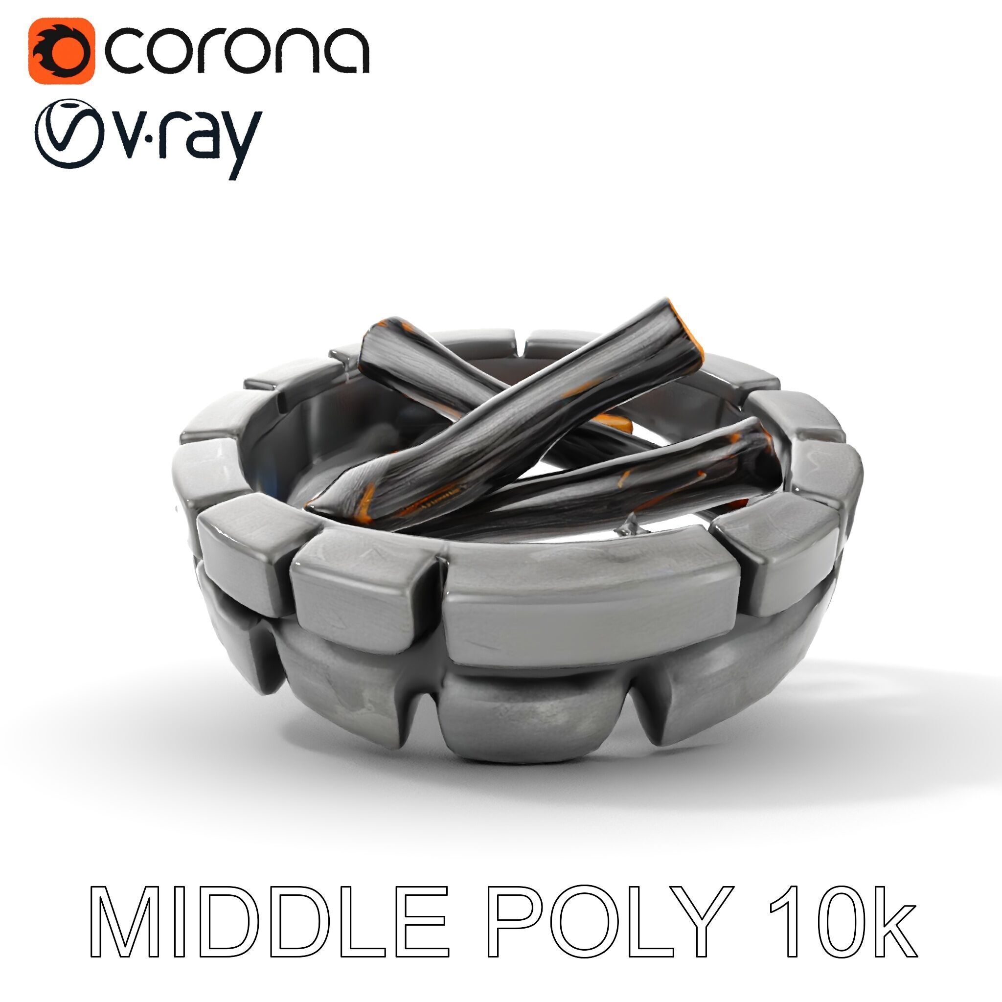 Campfire and Logs Model Pack for Realistic Simulation Low-poly 3D model_13