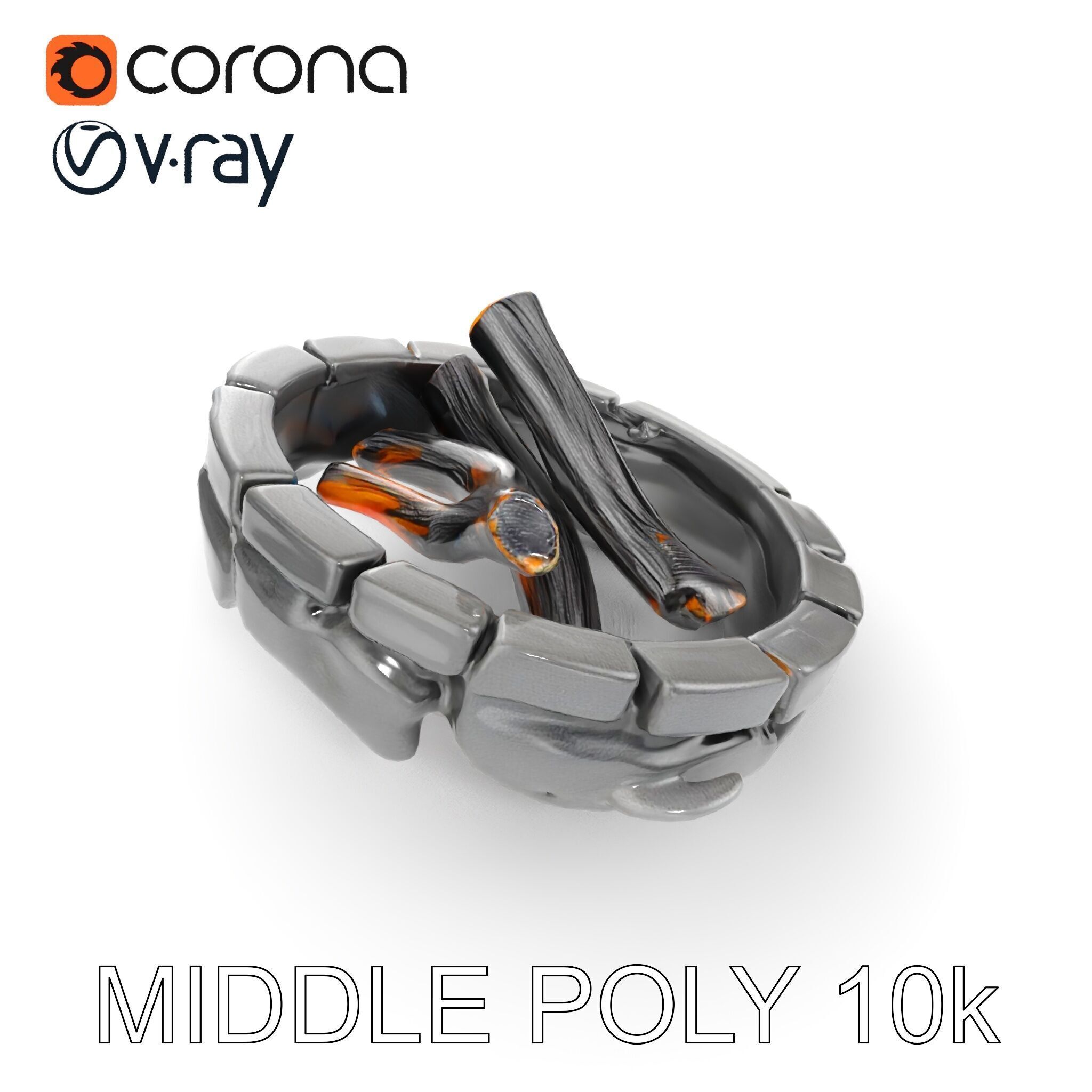 Campfire and Logs Model Pack for Realistic Simulation Low-poly 3D model_8