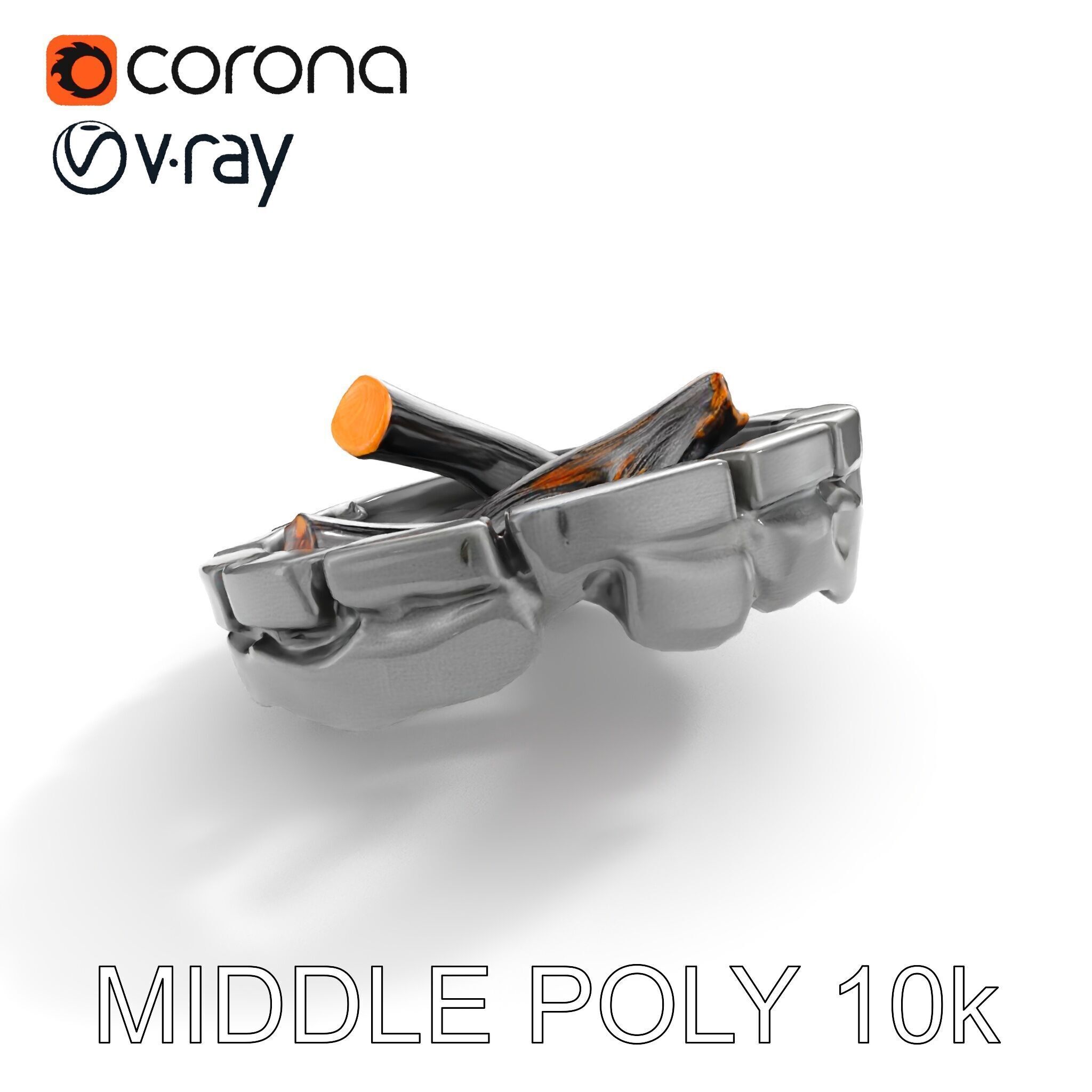 Campfire and Logs Model Pack for Realistic Simulation Low-poly 3D model_6