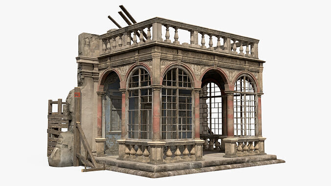 Renaissance Castle Ruined Low-poly 3D model
