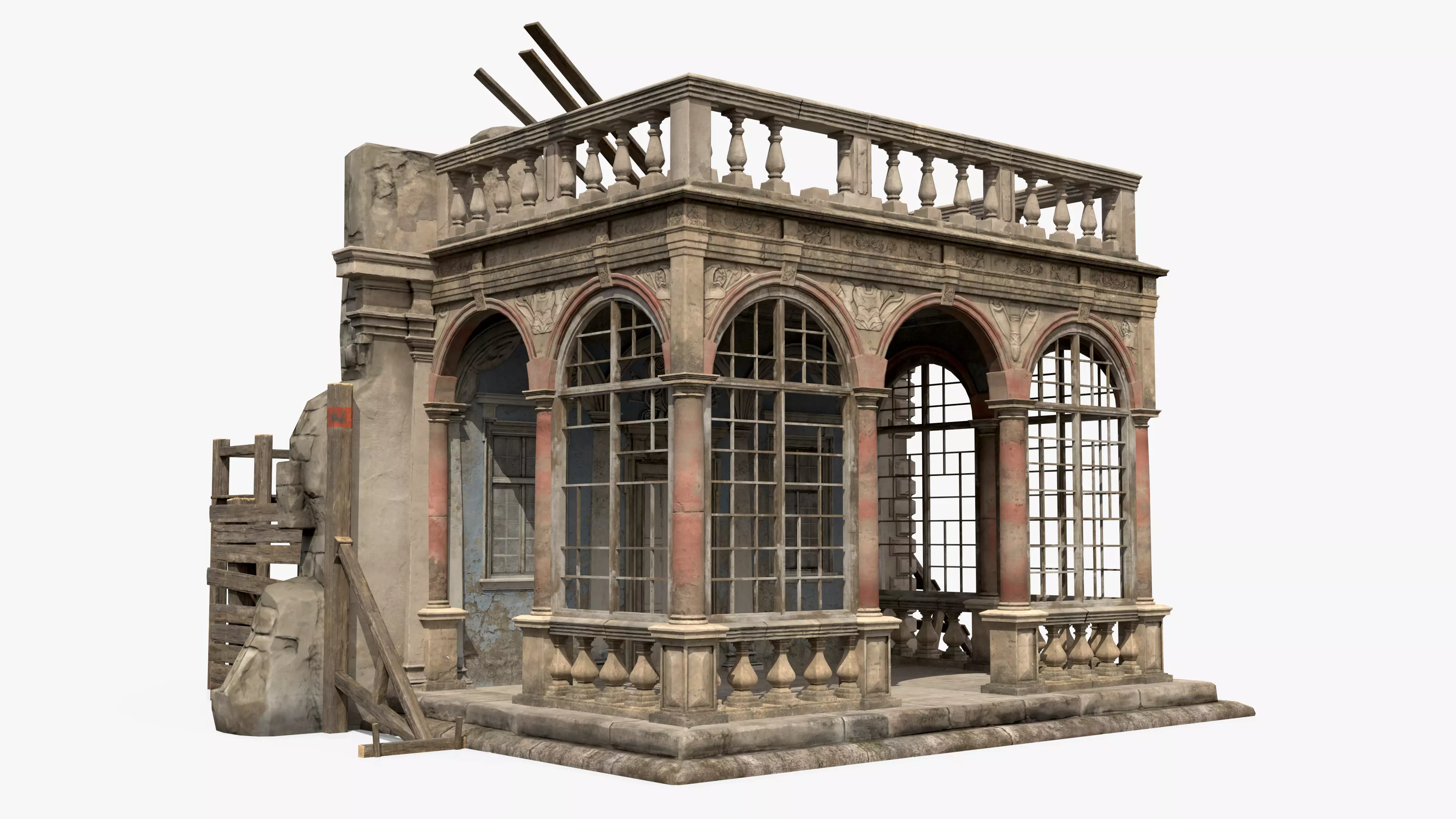 Renaissance Castle Ruined Low-poly 3D model