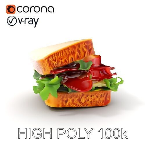 BLT Sandwich D Model Pack Low-poly 3D model