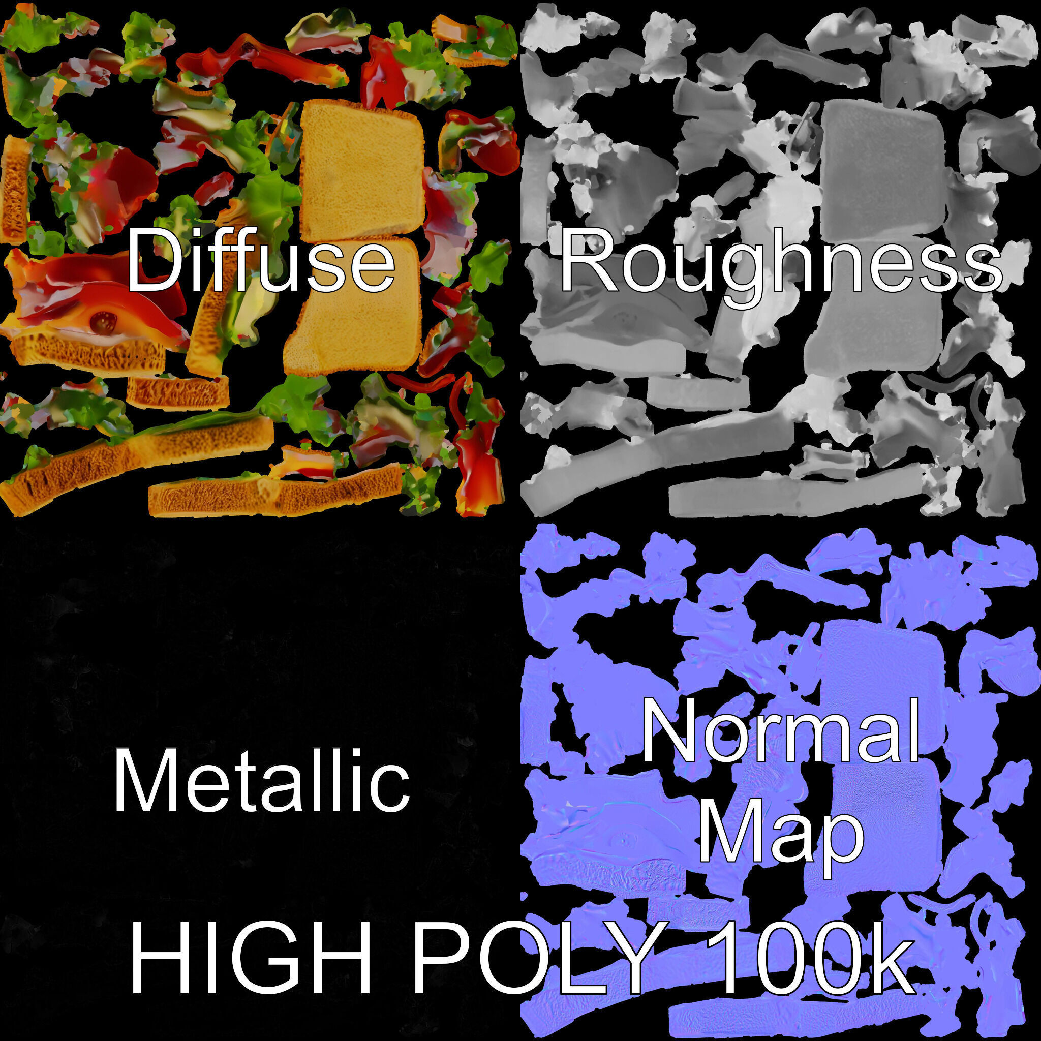 BLT Sandwich D Model Pack Low-poly 3D model_3