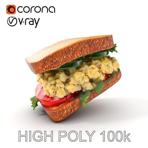 Chicken Salad Sandwich D Model Pack for Realistic Rendering Low-poly 3D model