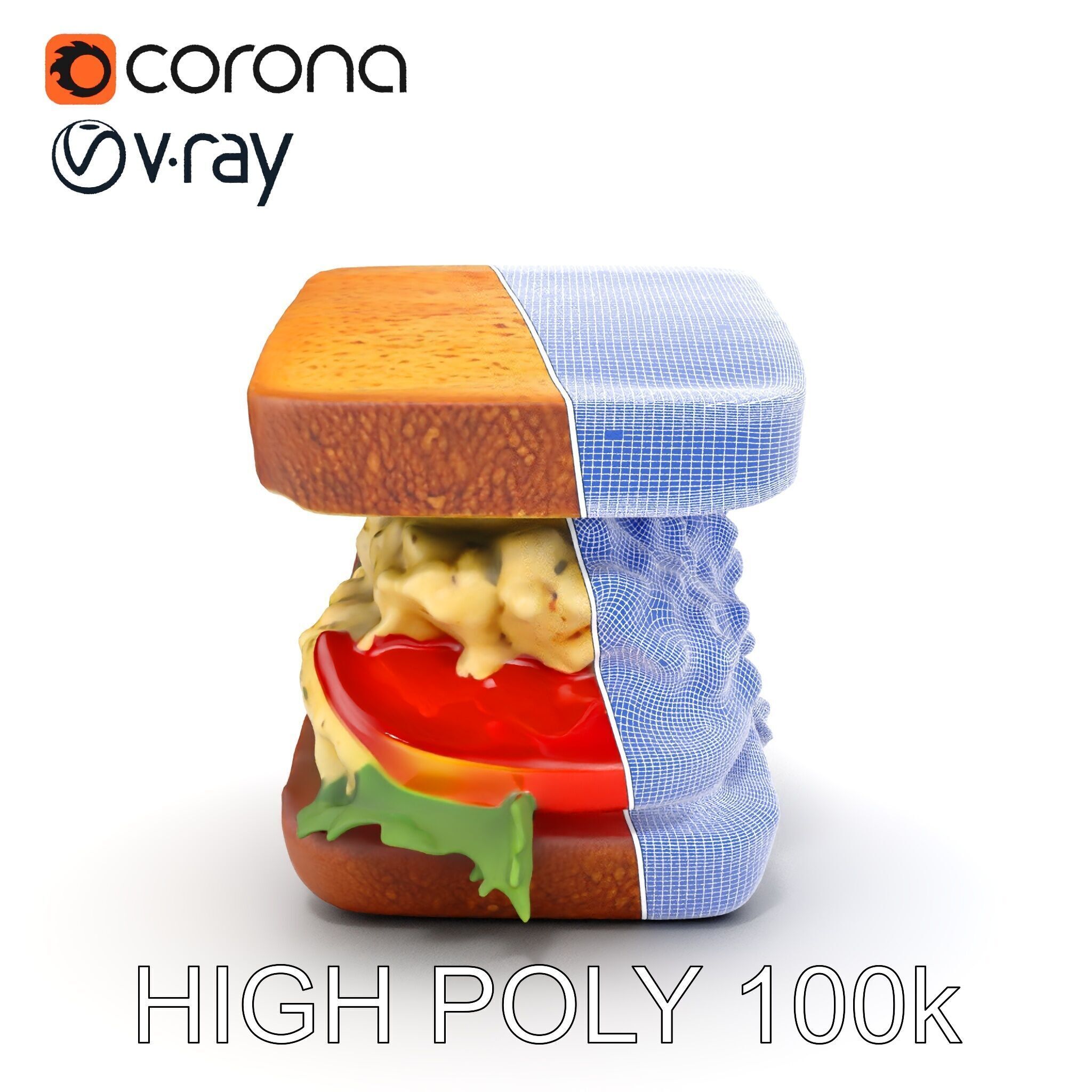 Chicken Salad Sandwich D Model Pack for Realistic Rendering Low-poly 3D model_35