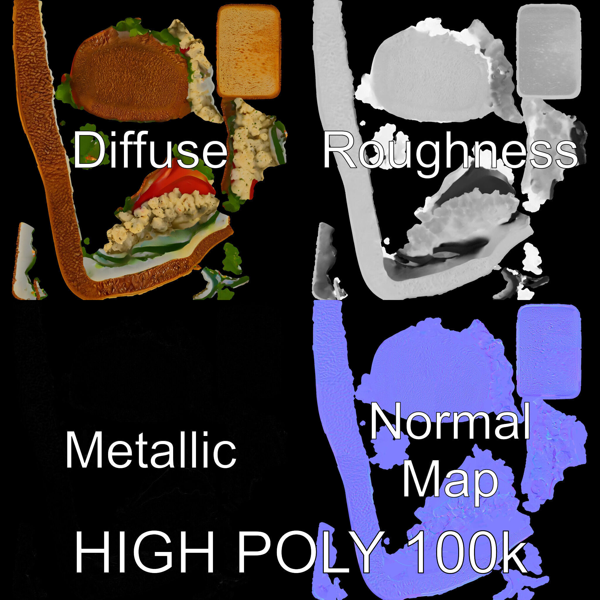 Chicken Salad Sandwich D Model Pack for Realistic Rendering Low-poly 3D model_3