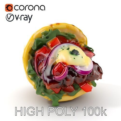 Tasty Shawarma Wrap D Model Pack Low-poly 3D model