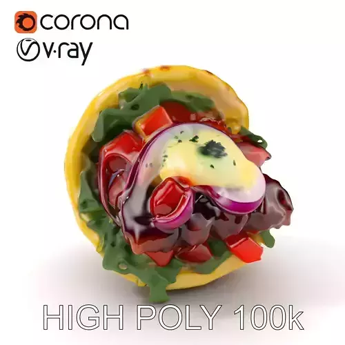 Tasty Shawarma Wrap D Model Pack Low-poly 3D model