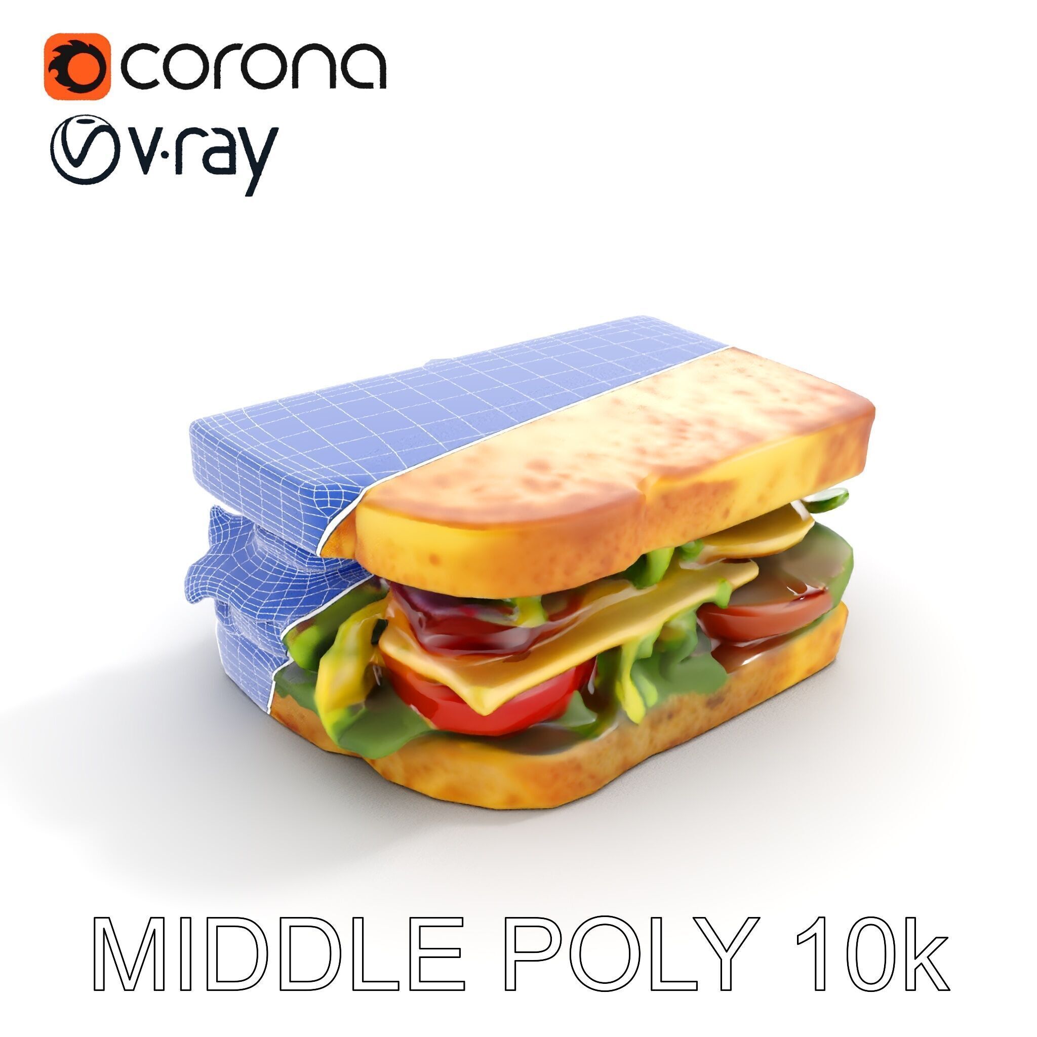 Delicious Sandwich Model Pack with Realistic Ingredients Low-poly 3D model_16