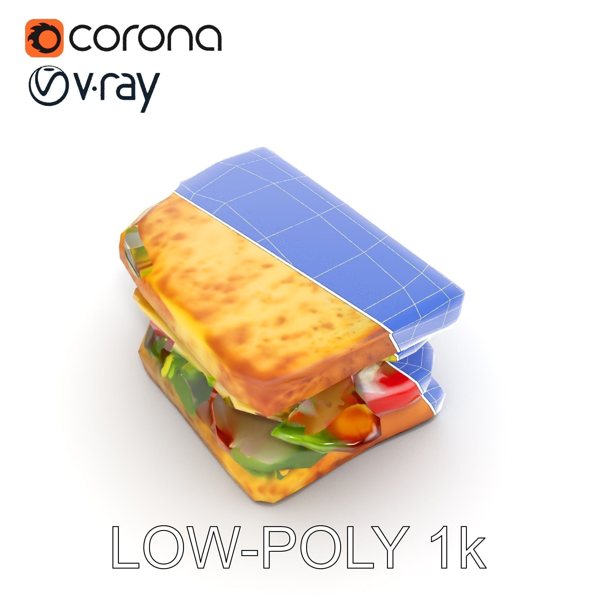 Delicious Sandwich Model Pack with Realistic Ingredients Low-poly 3D model_22