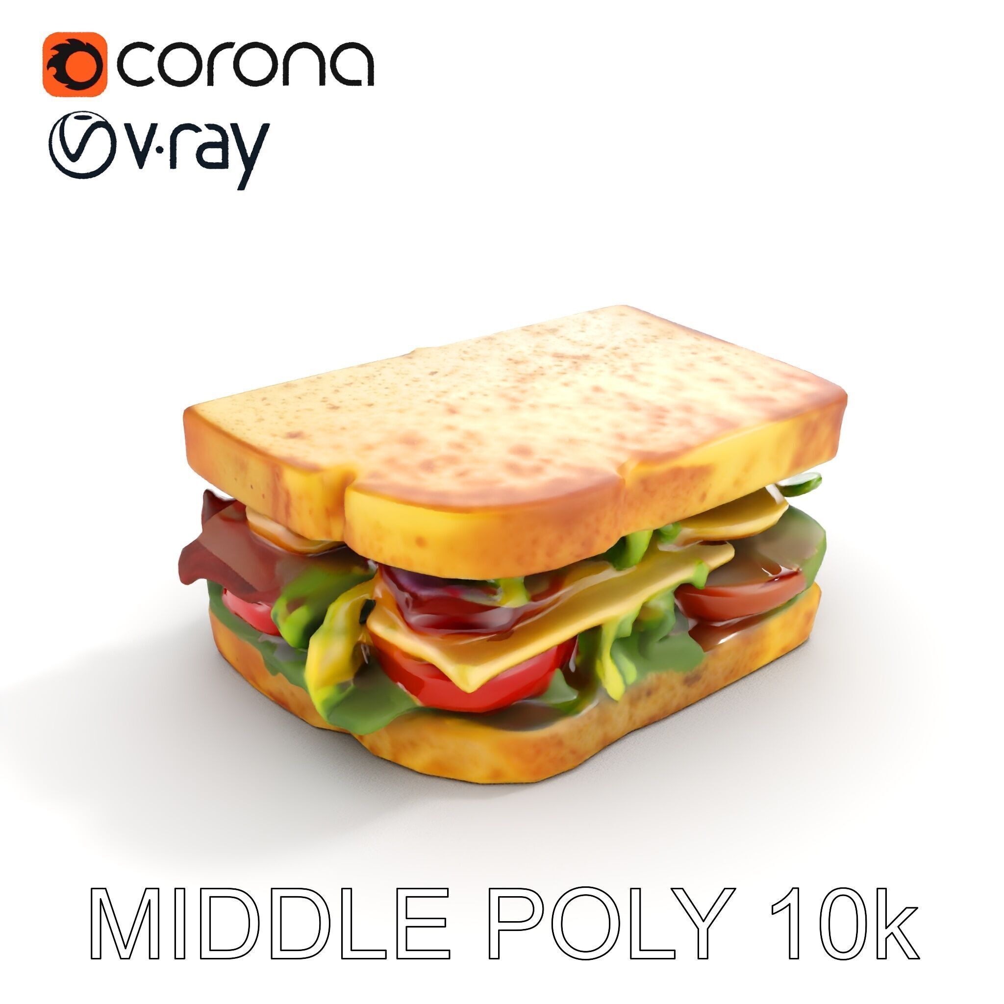 Delicious Sandwich Model Pack with Realistic Ingredients Low-poly 3D model_21