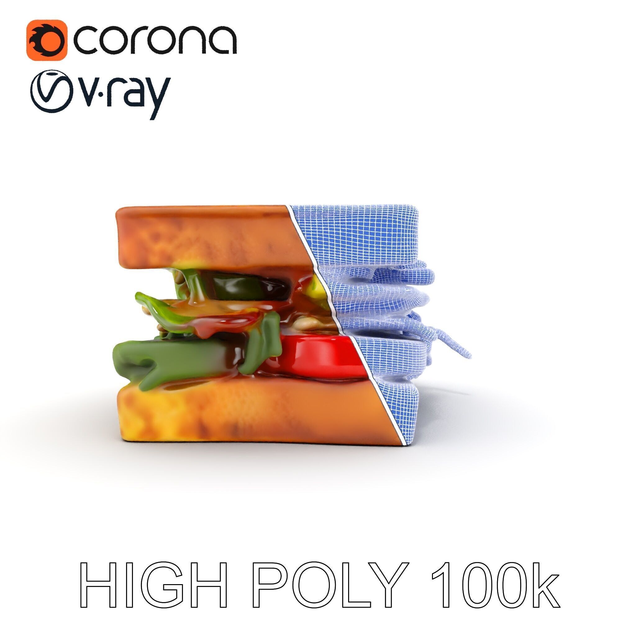Delicious Sandwich Model Pack with Realistic Ingredients Low-poly 3D model_35