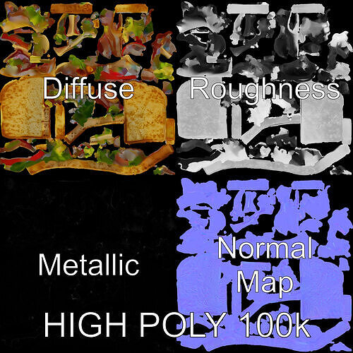 Delicious Sandwich Model Pack with Realistic Ingredients Low-poly 3D model 3