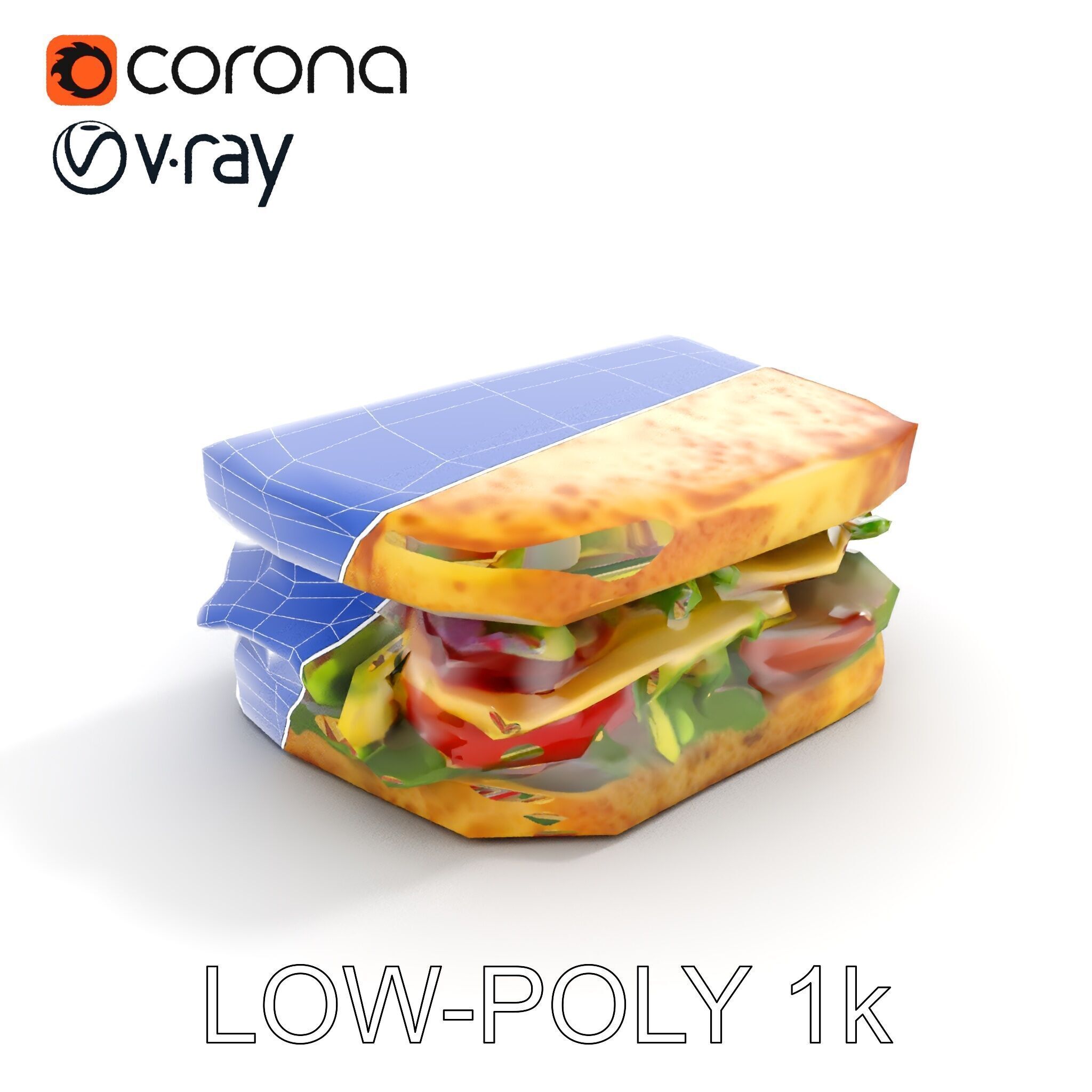 Delicious Sandwich Model Pack with Realistic Ingredients Low-poly 3D model_17