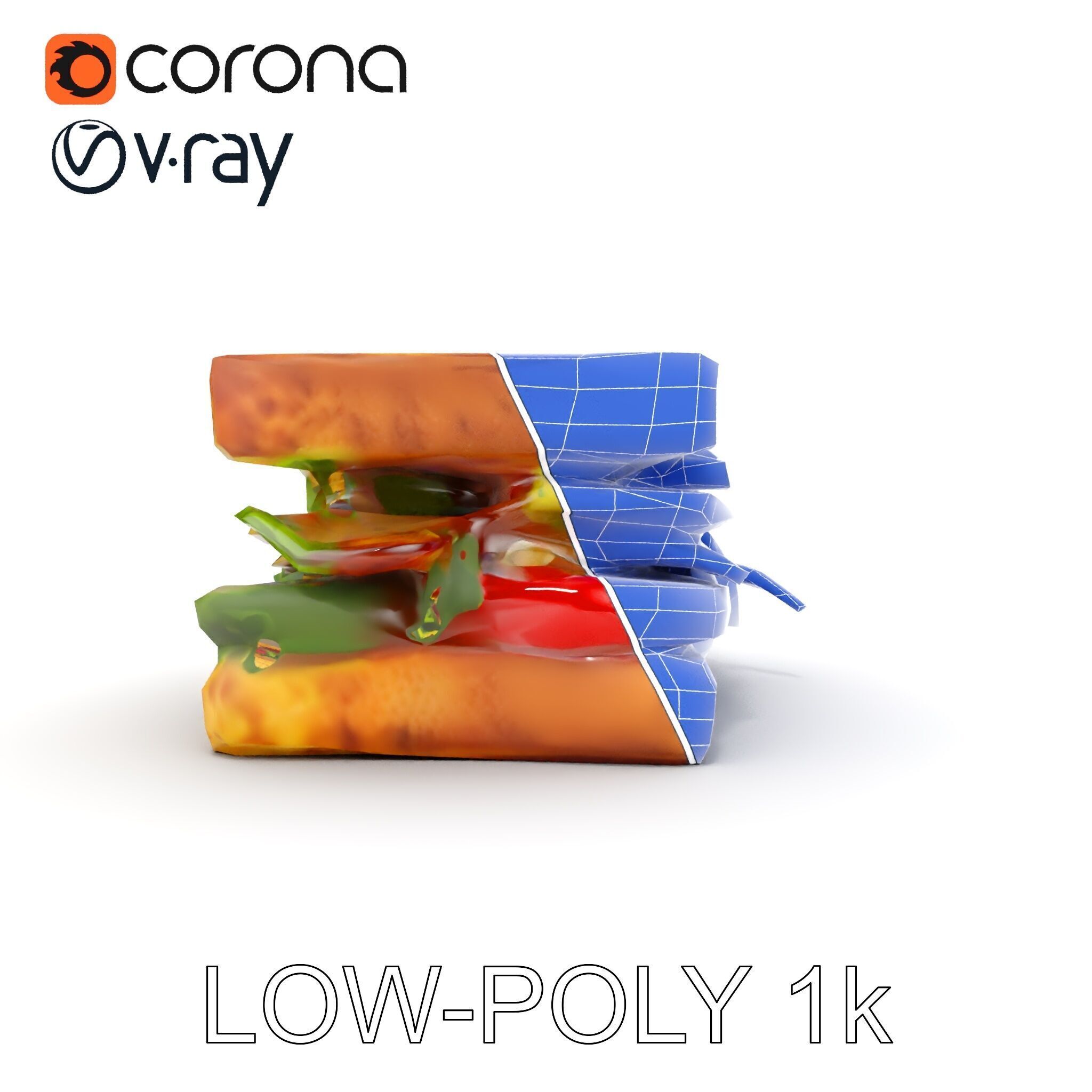 Delicious Sandwich Model Pack with Realistic Ingredients Low-poly 3D model_31
