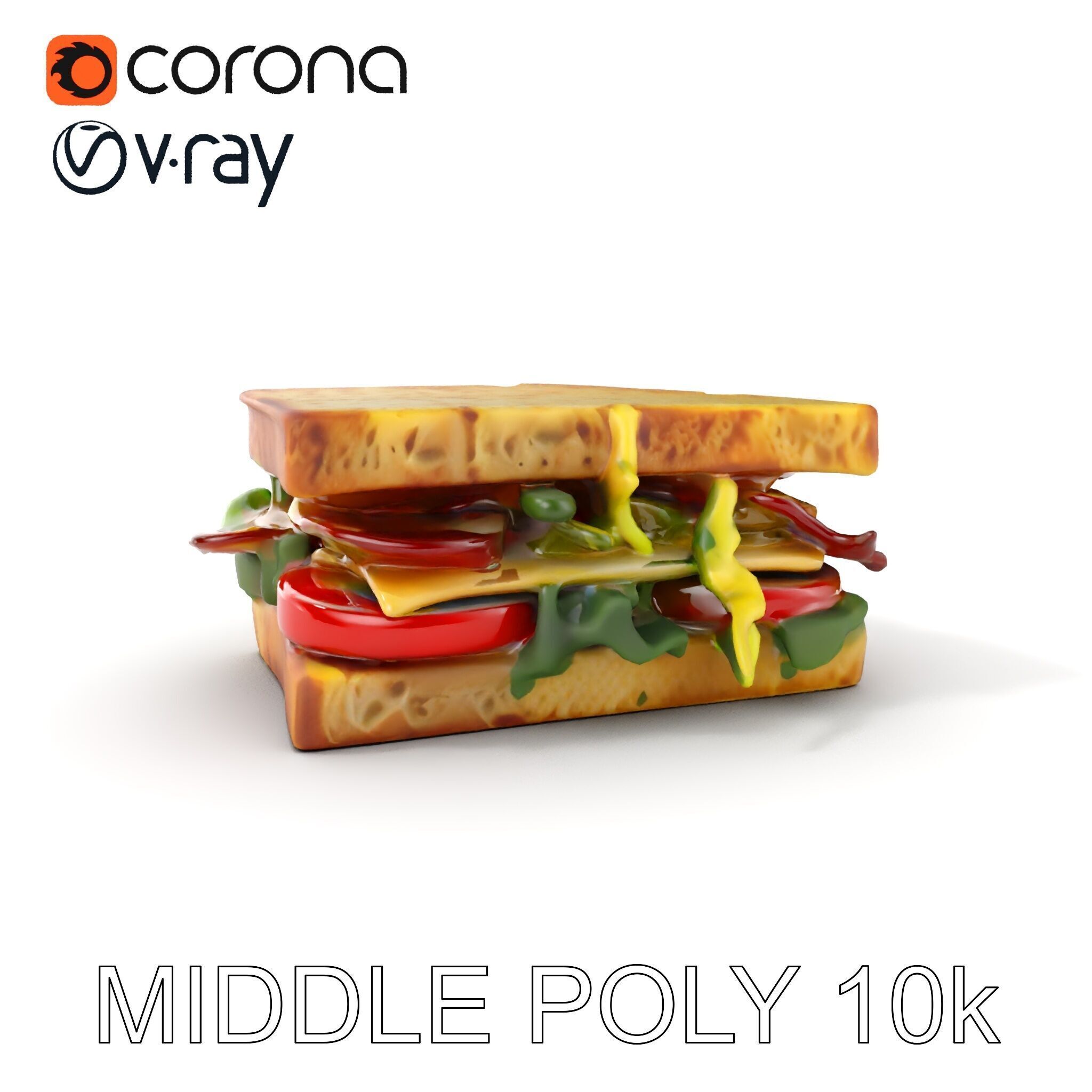 Delicious Sandwich Model Pack with Realistic Ingredients Low-poly 3D model_8