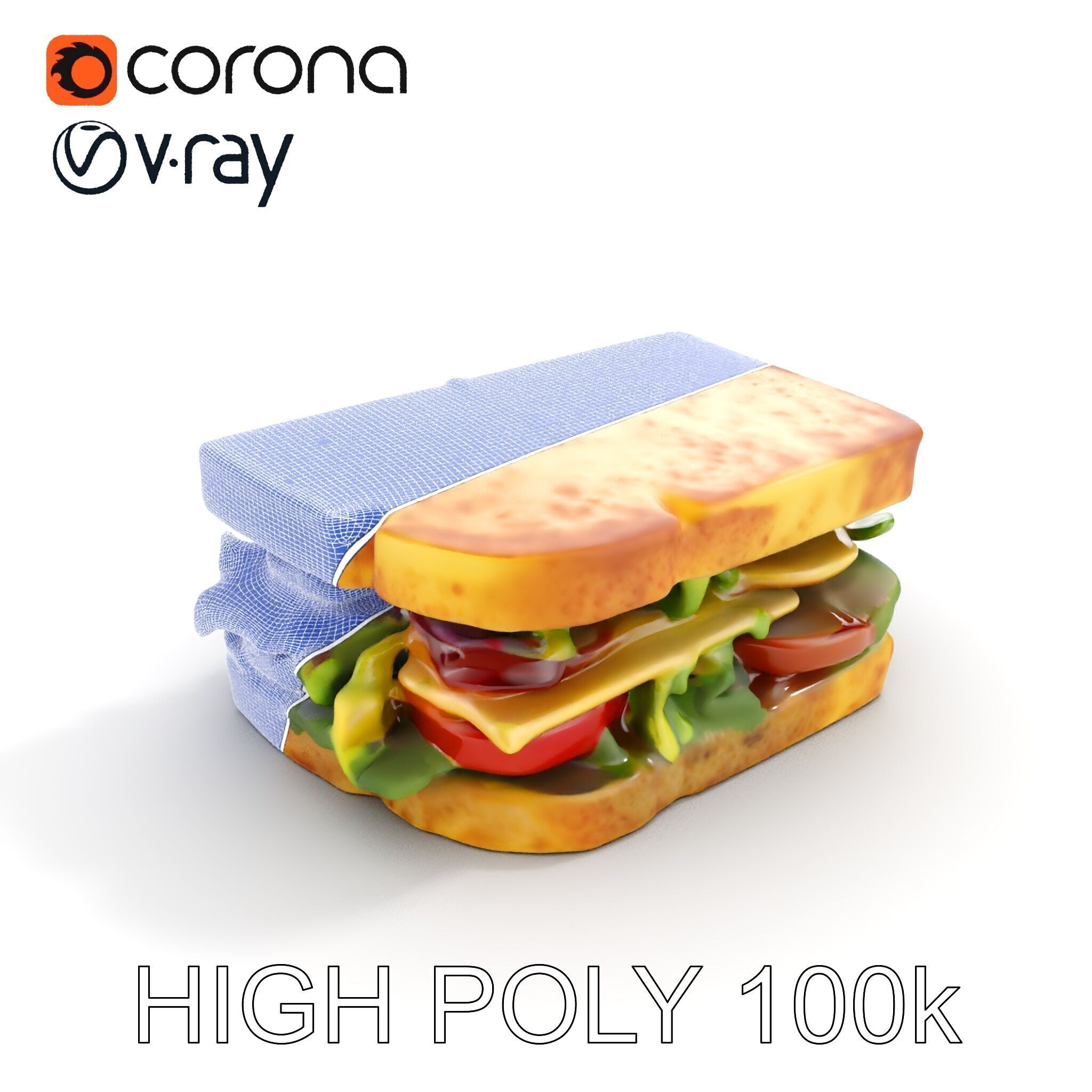 Delicious Sandwich Model Pack with Realistic Ingredients Low-poly 3D model_26