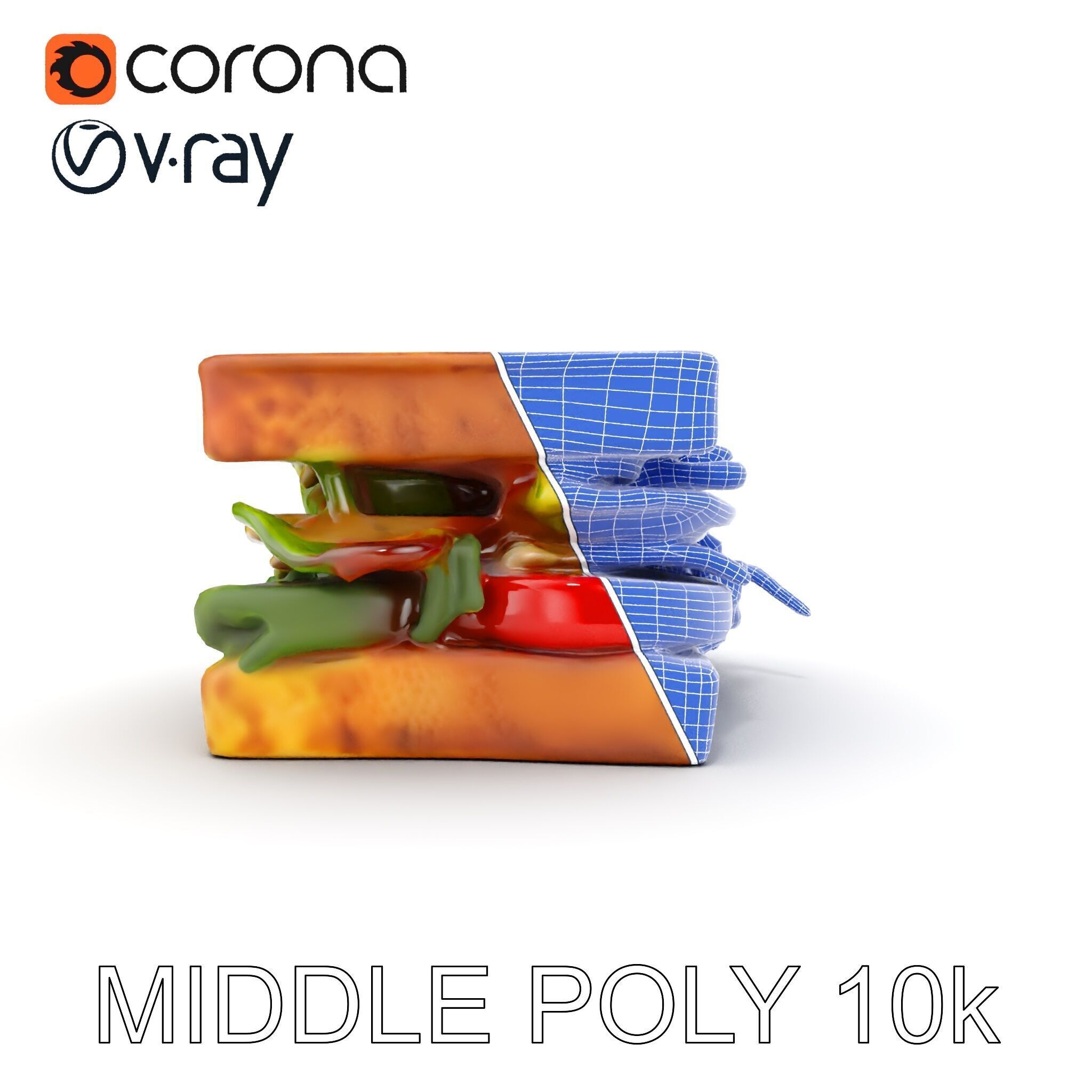 Delicious Sandwich Model Pack with Realistic Ingredients Low-poly 3D model_27