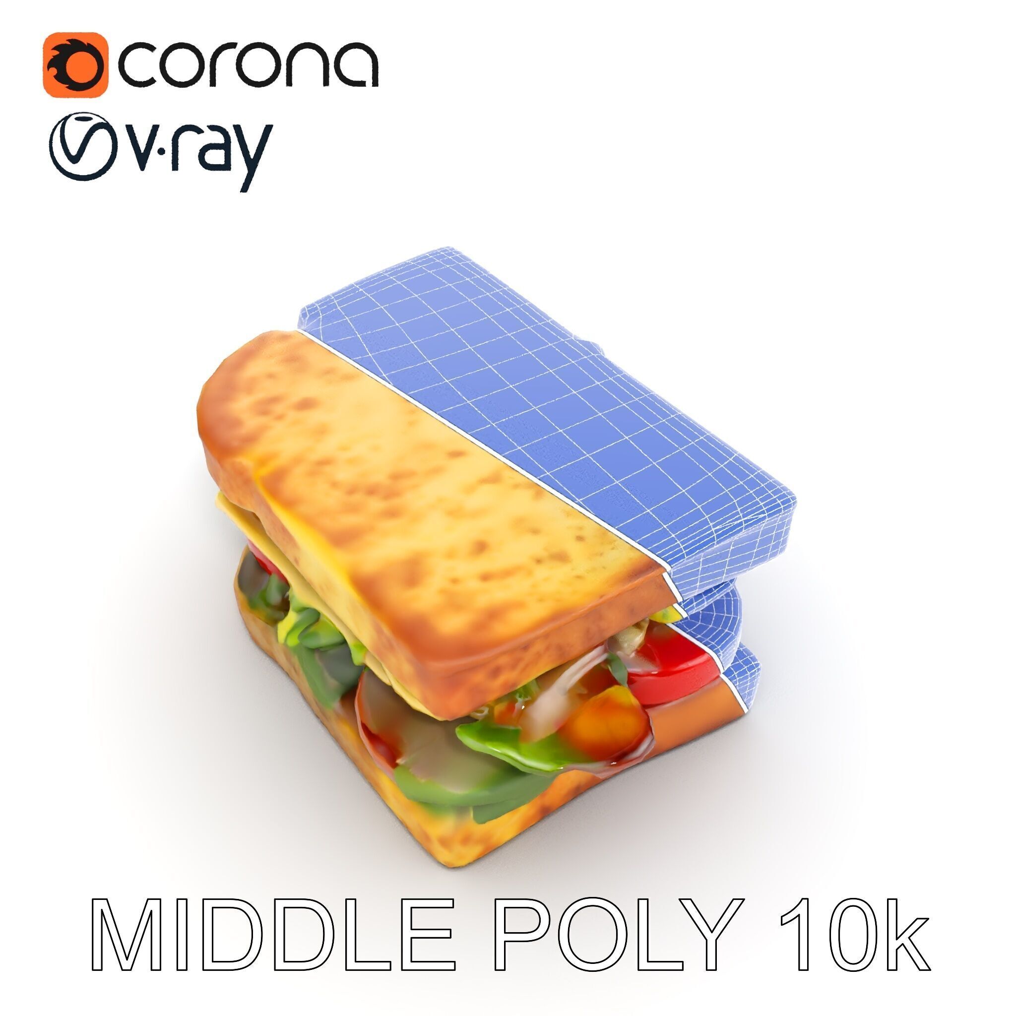 Delicious Sandwich Model Pack with Realistic Ingredients Low-poly 3D model_30