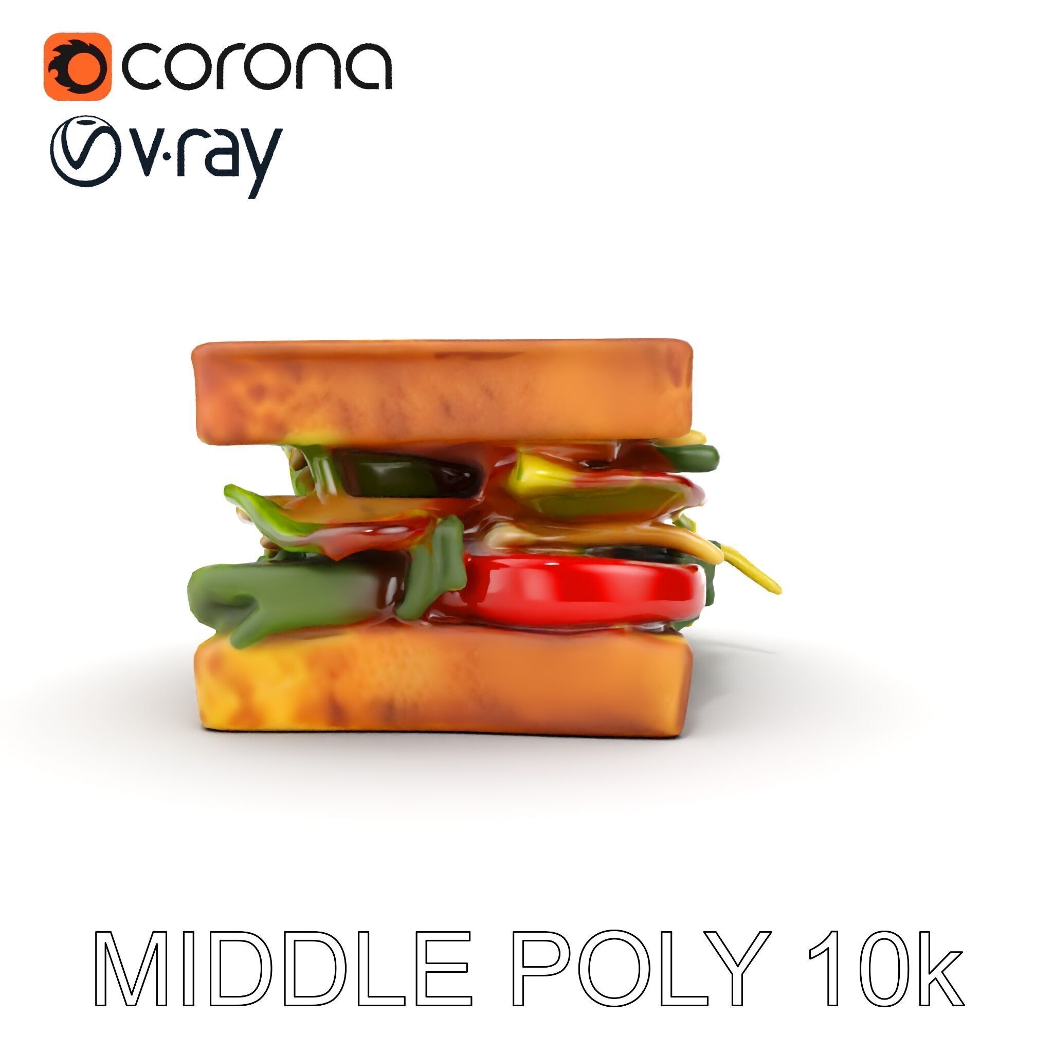 Delicious Sandwich Model Pack with Realistic Ingredients Low-poly 3D model_6