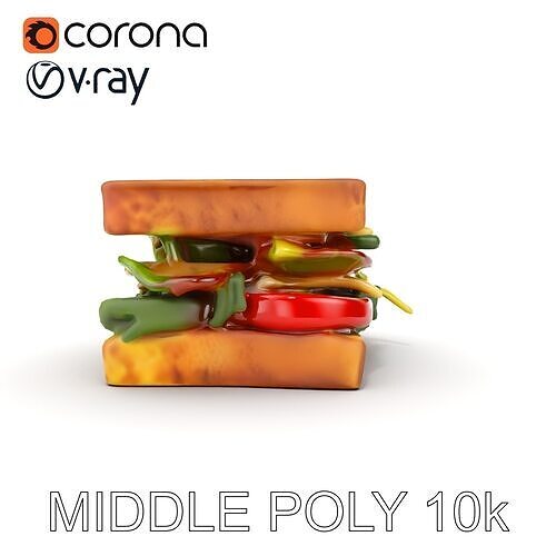 Delicious Sandwich Model Pack with Realistic Ingredients Low-poly 3D model 6