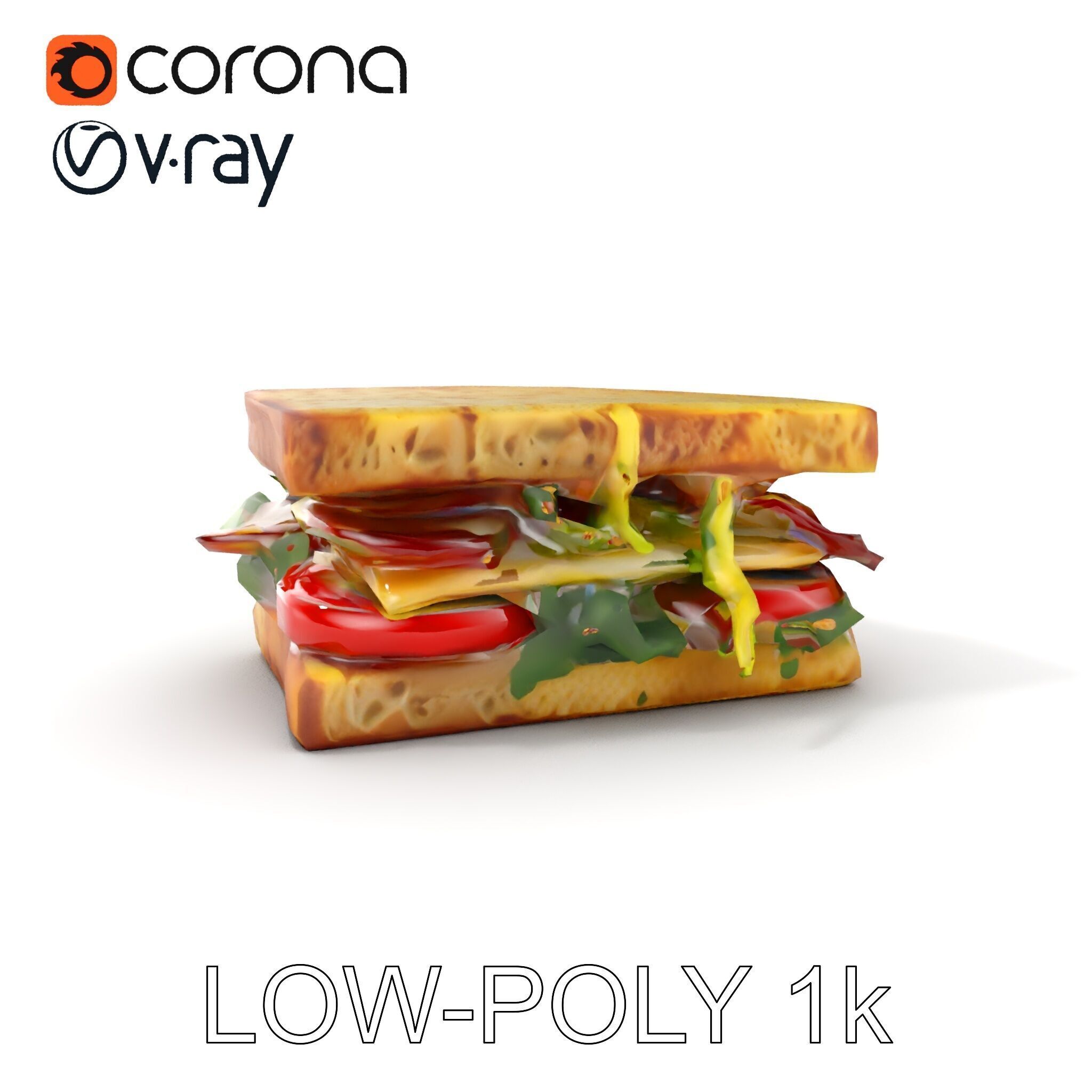 Delicious Sandwich Model Pack with Realistic Ingredients Low-poly 3D model_7
