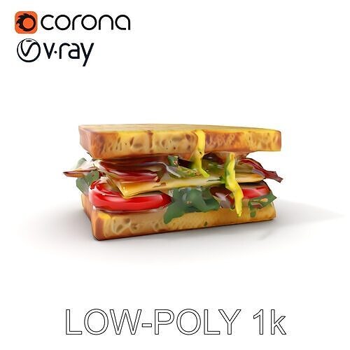 Delicious Sandwich Model Pack with Realistic Ingredients Low-poly 3D model 7
