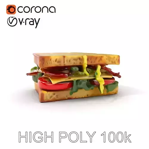 Delicious Sandwich Model Pack with Realistic Ingredients Low-poly 3D model