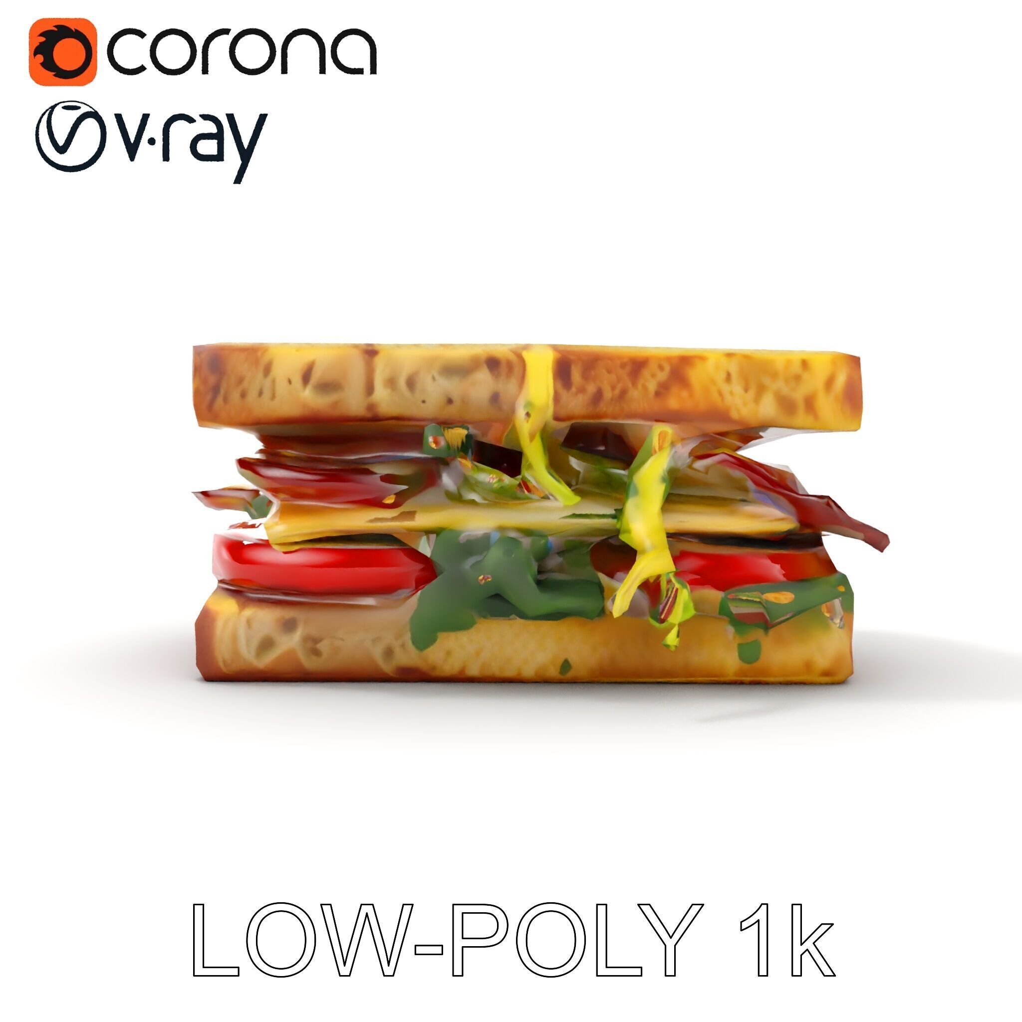 Delicious Sandwich Model Pack with Realistic Ingredients Low-poly 3D model_19
