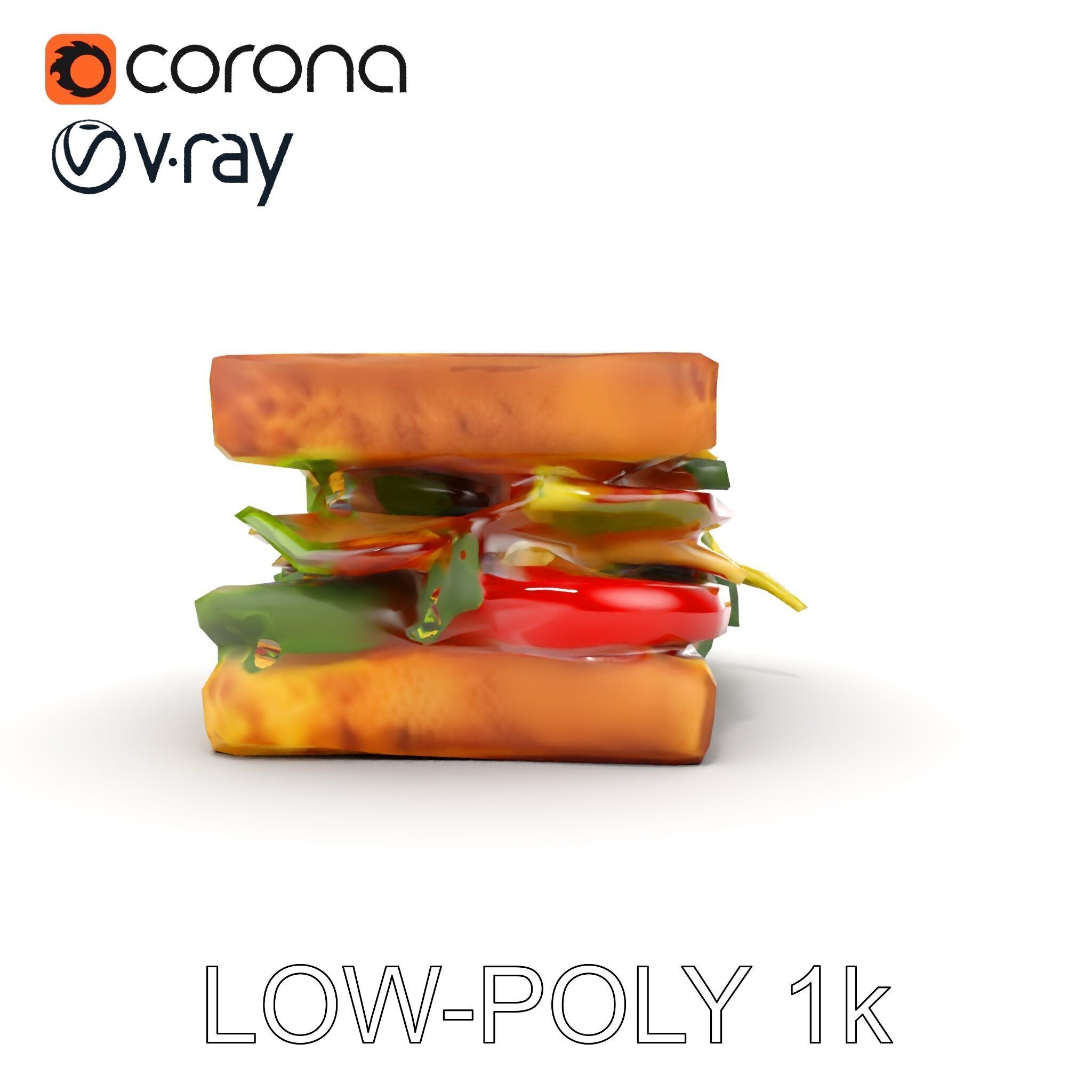 Delicious Sandwich Model Pack with Realistic Ingredients Low-poly 3D model_9