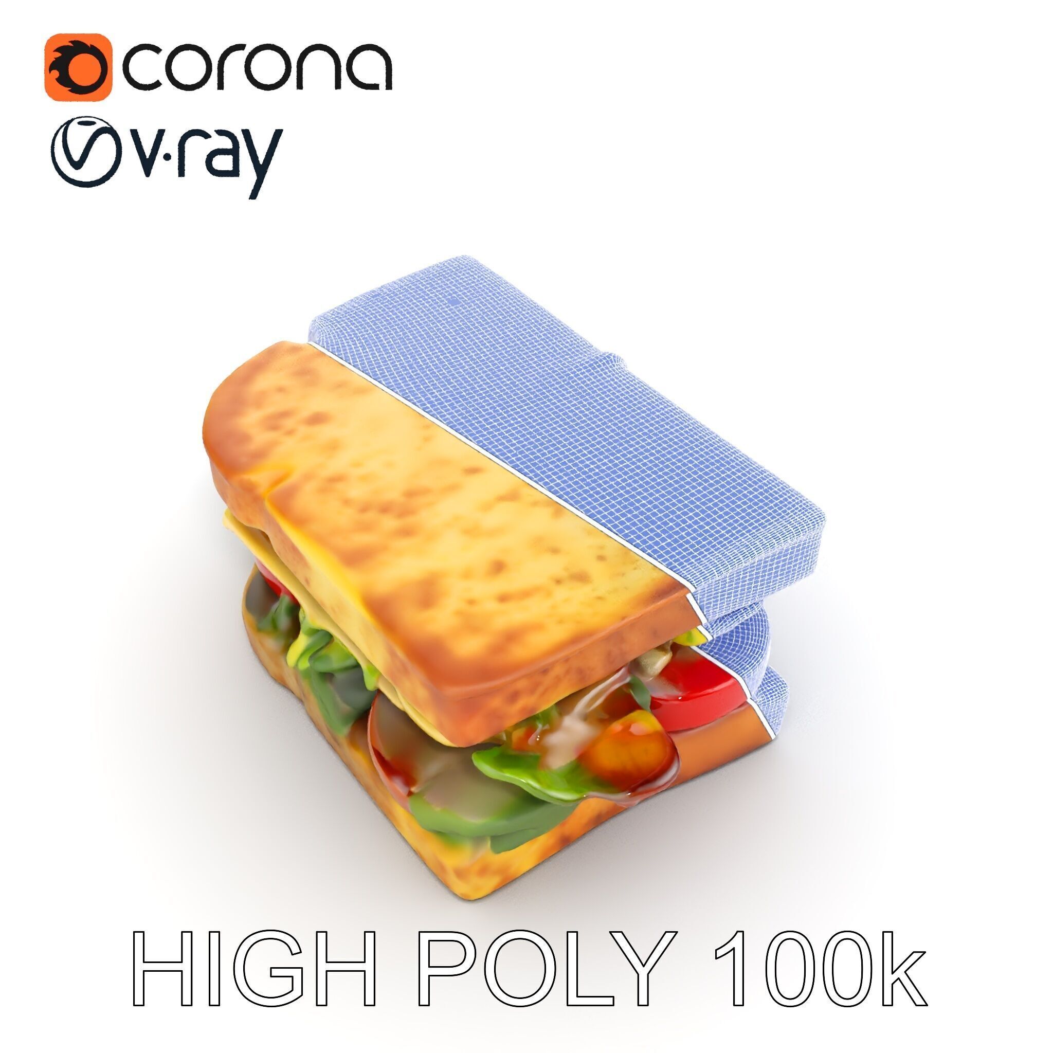 Delicious Sandwich Model Pack with Realistic Ingredients Low-poly 3D model_23