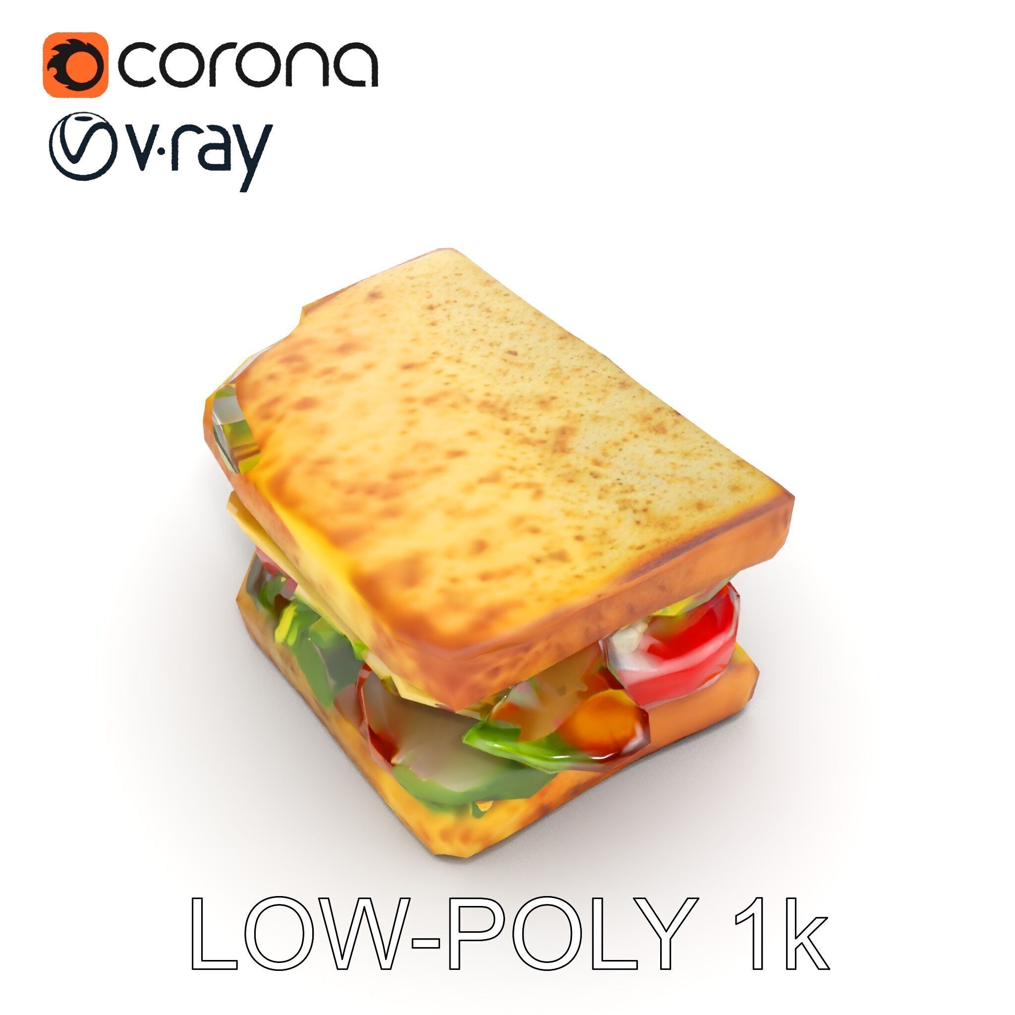 Delicious Sandwich Model Pack with Realistic Ingredients Low-poly 3D model_25